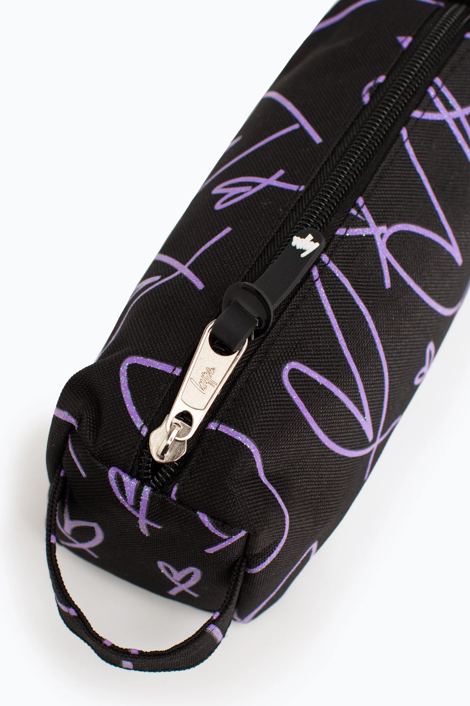 Hype Black Purple Glitter Scribble Heart Pencil Case - Image 3