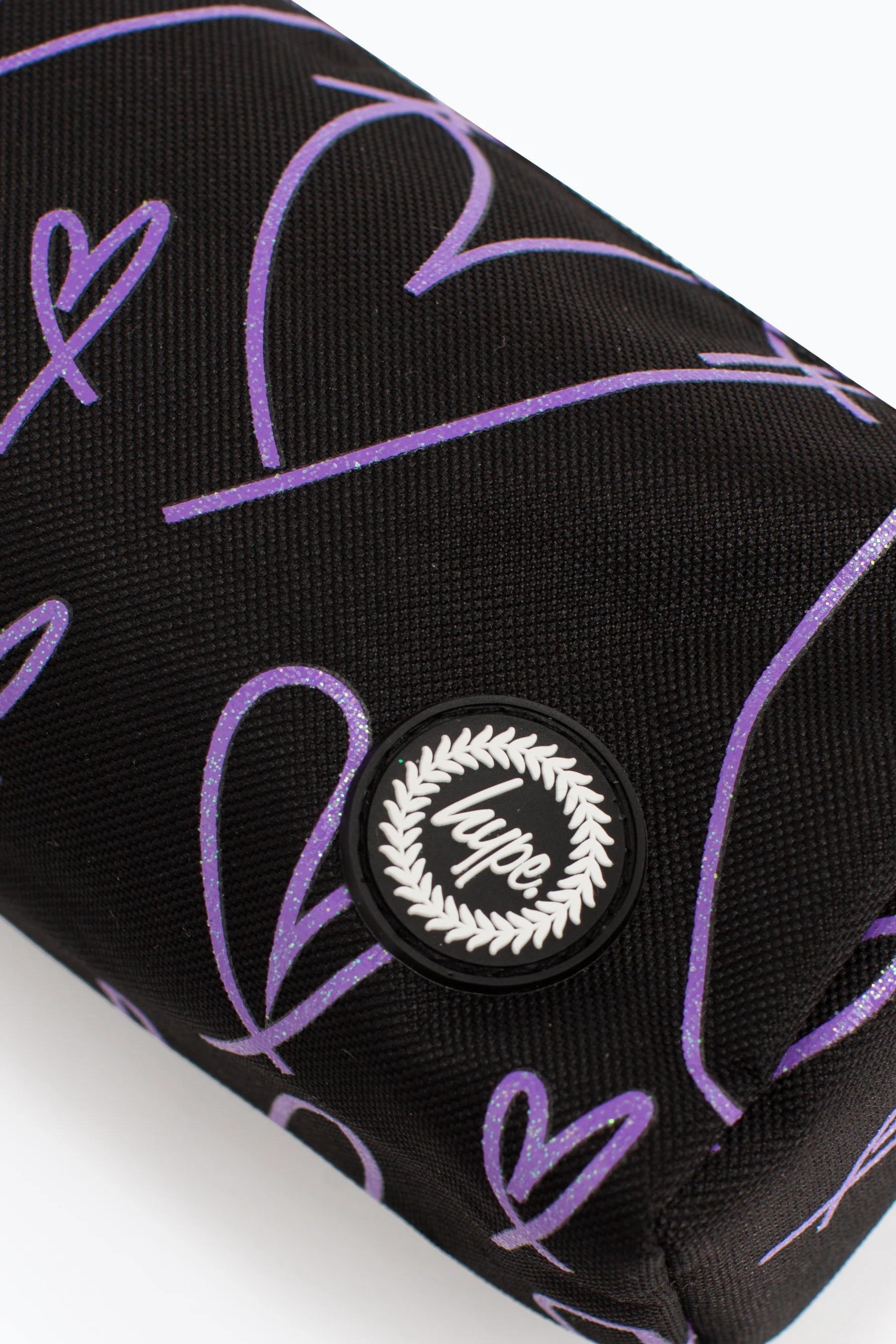 Hype Black Purple Glitter Scribble Heart Pencil Case - Image 4