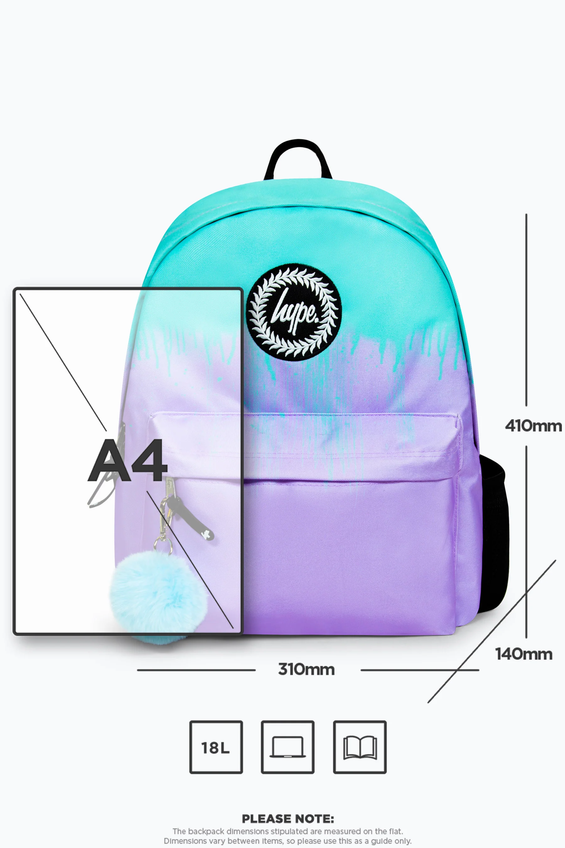 Hype Iconic Lilac/Teal Drips Girls Backpack - Image 9