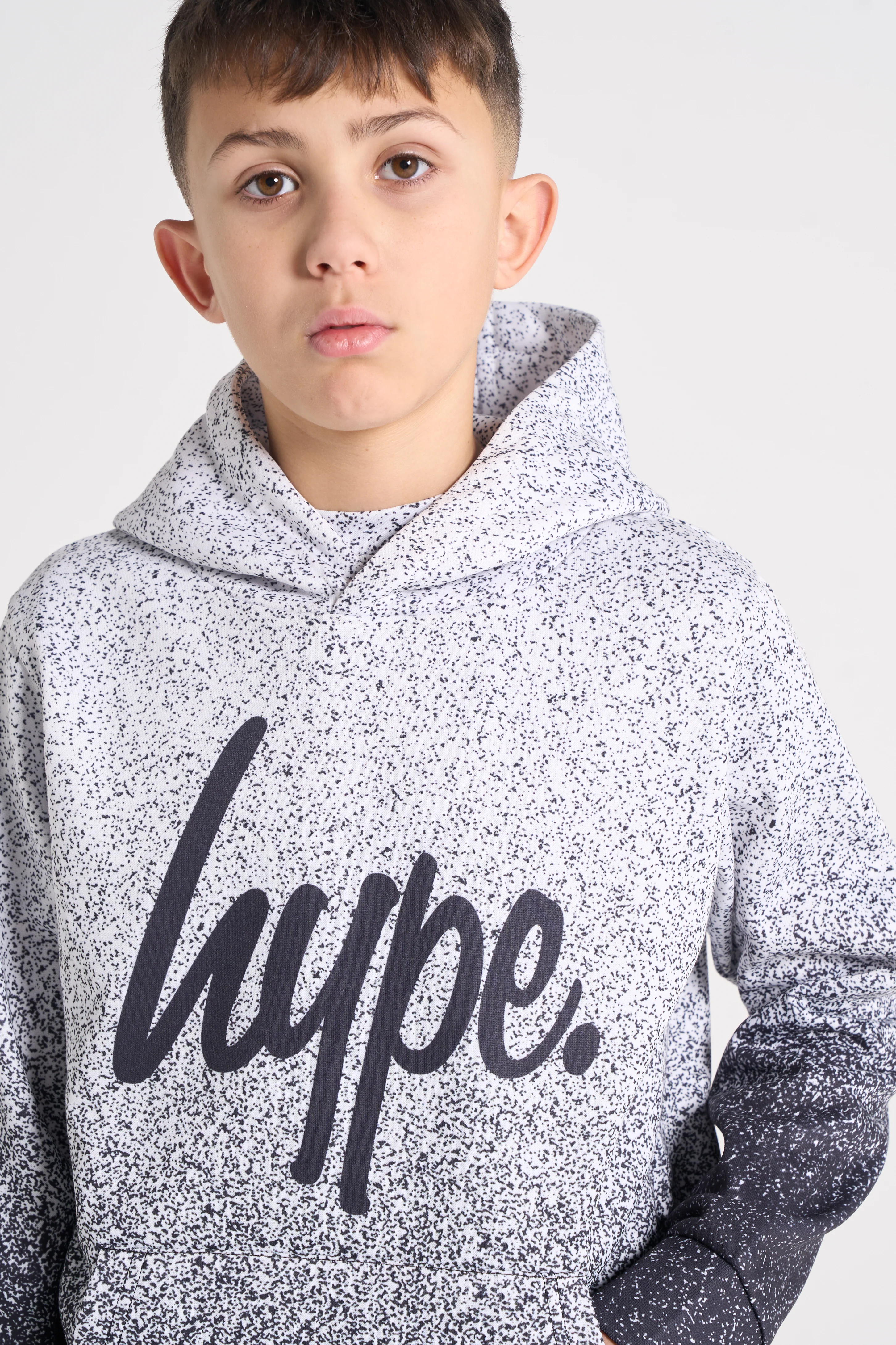Hype Boys Black/White Speckle Fade Hoodie - Image 3