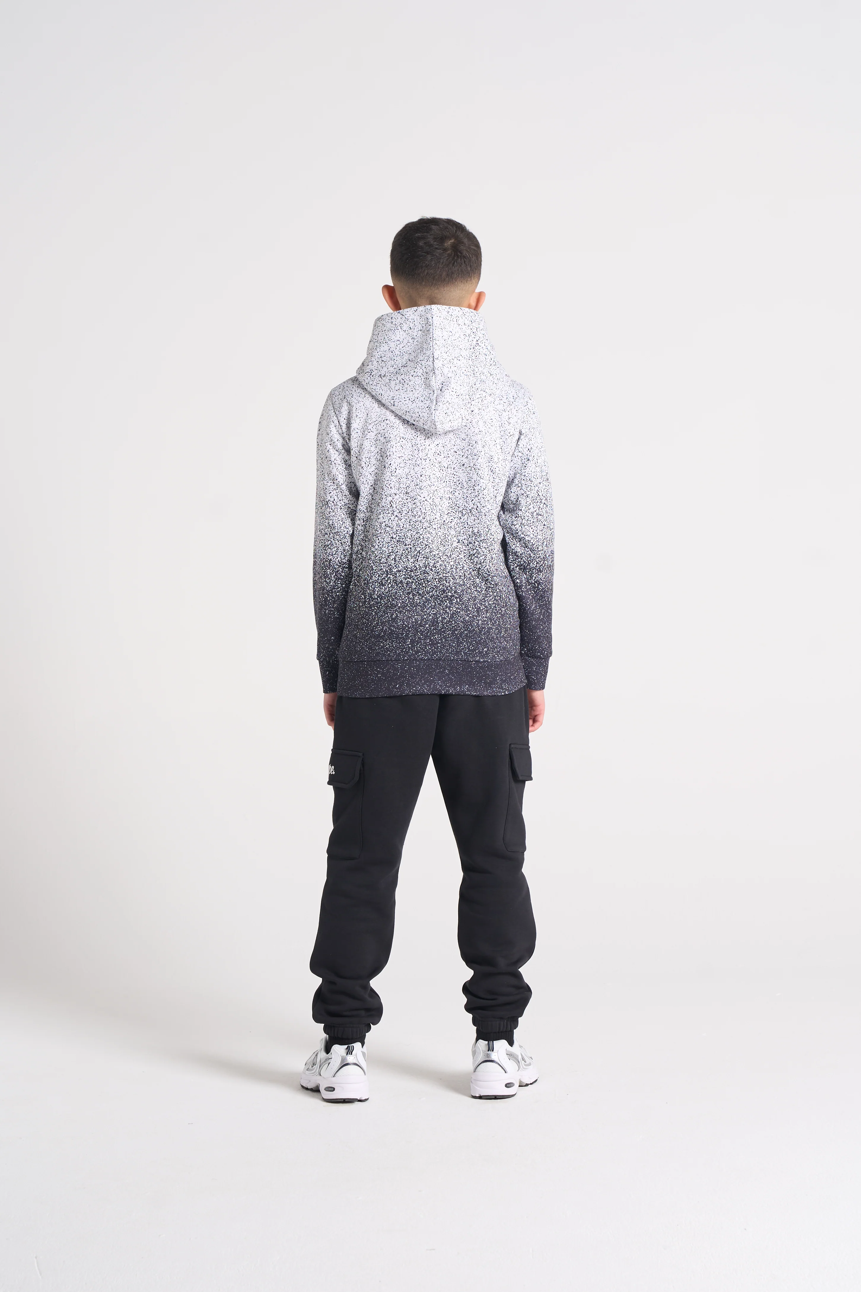 Hype Boys Black/White Speckle Fade Hoodie - Image 7