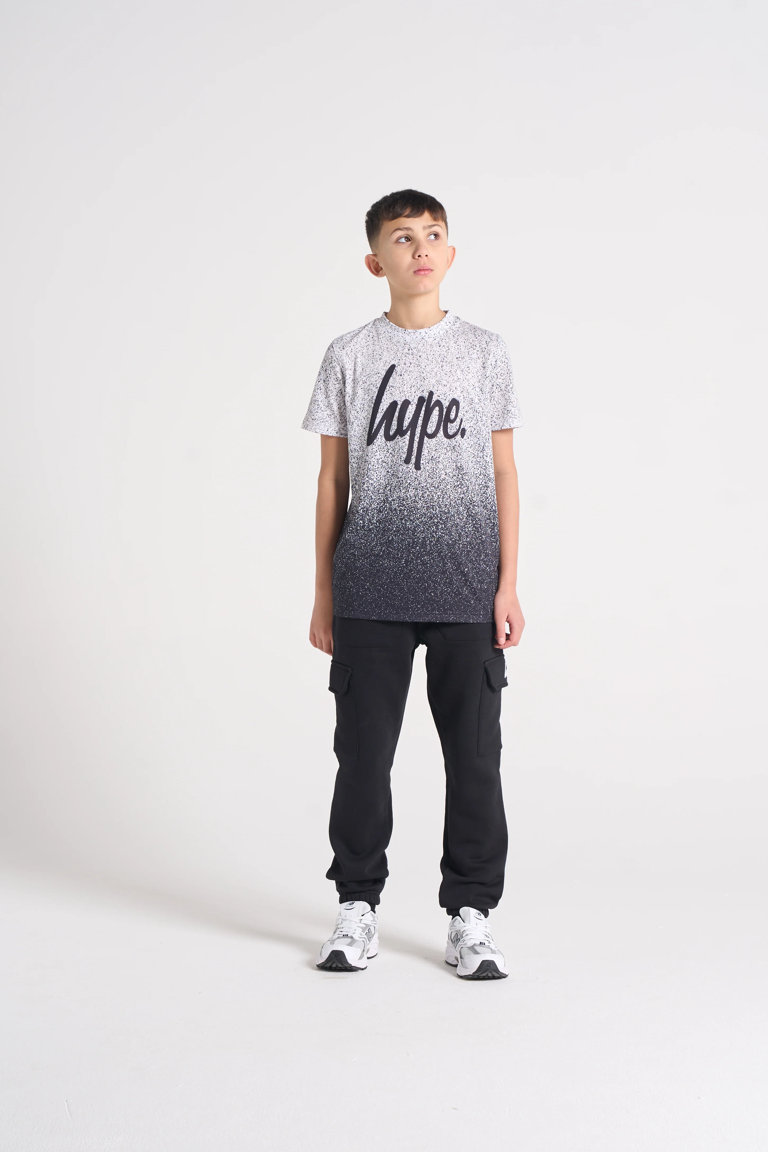 Hype Boys Black/White Speckle Fade T-Shirt - Image 4
