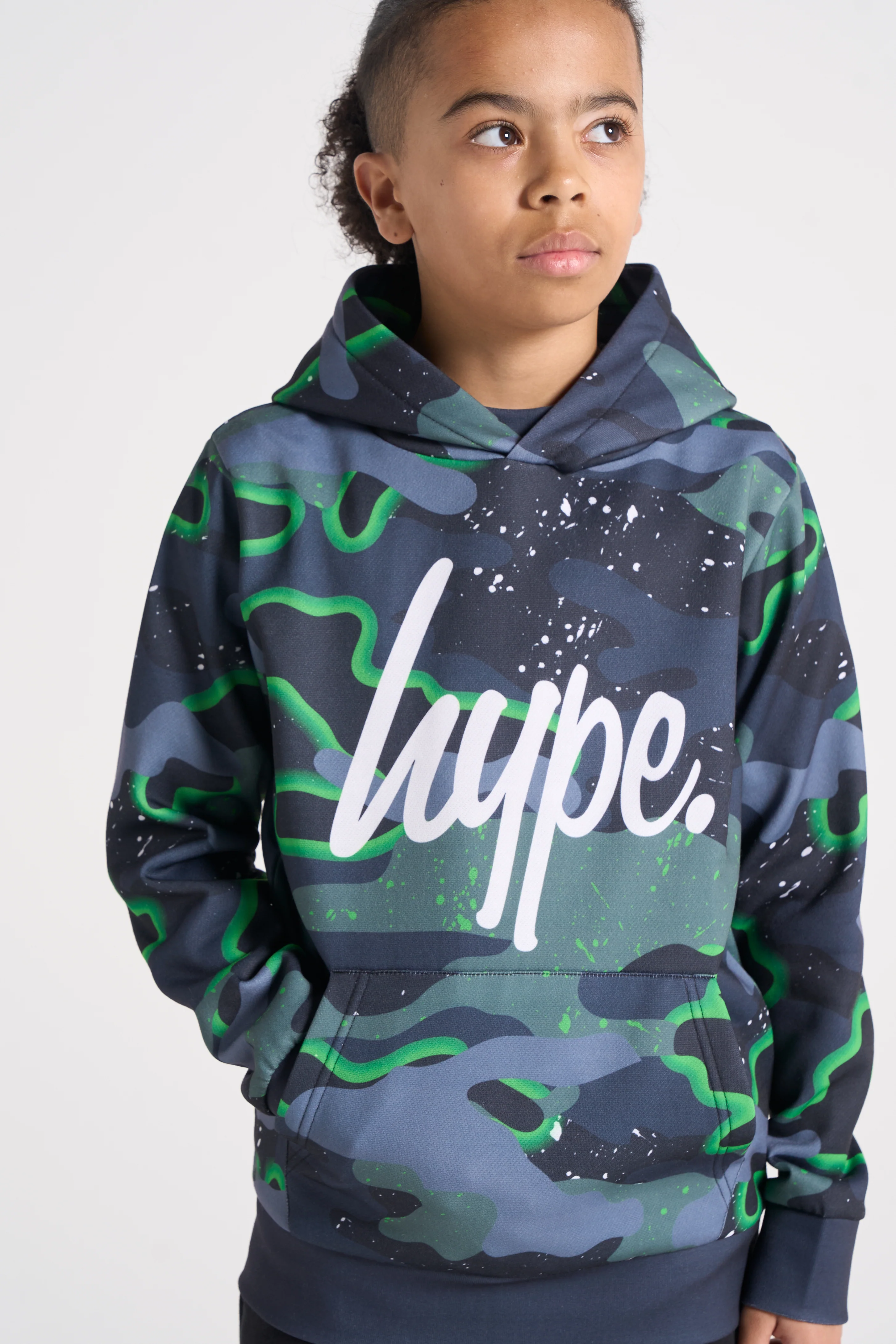 Hype Boys Green Neon Camouflage Hoodie - Image 2