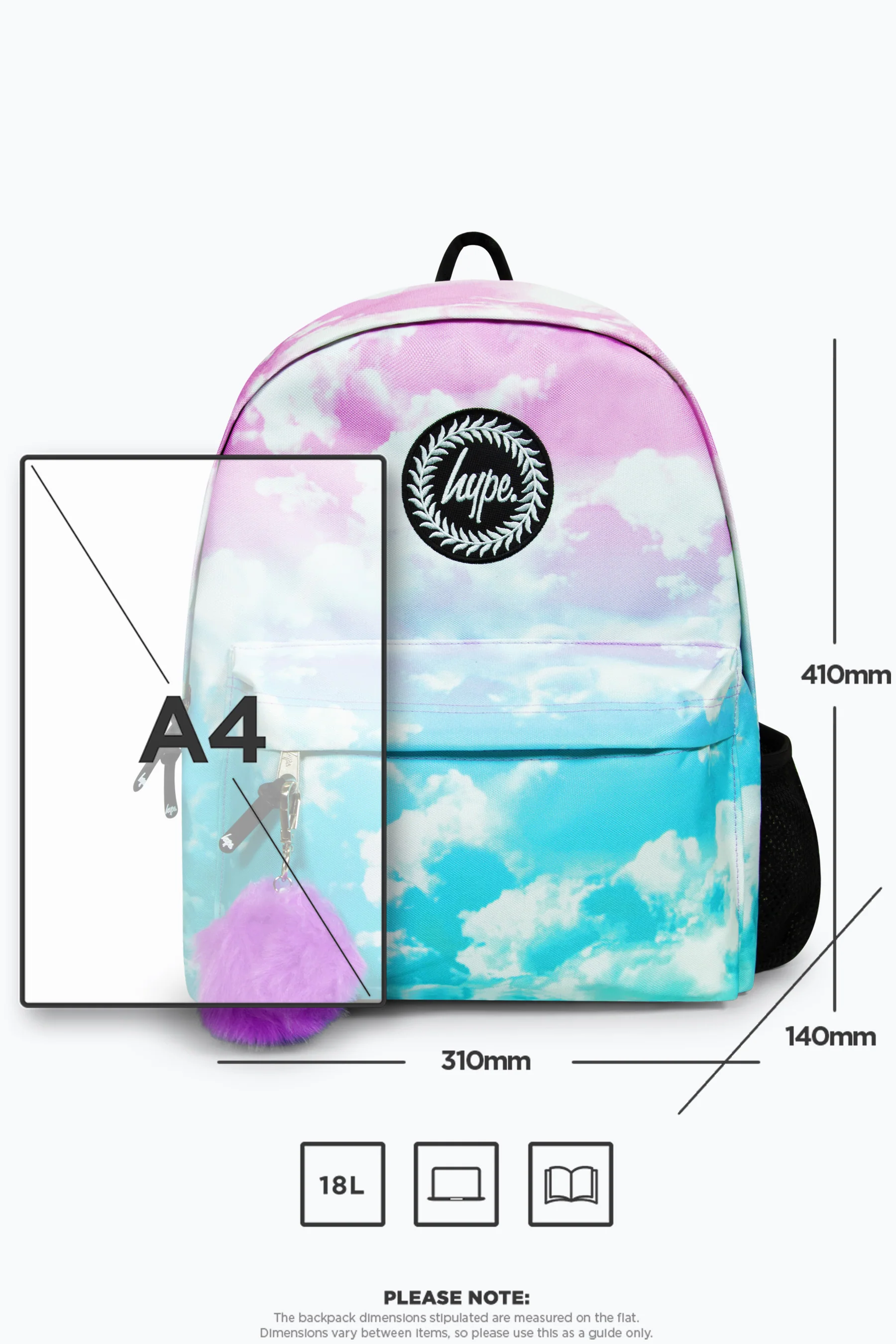 Hype Iconic Pink/Blue Cloud Fade Girls School Backpack - Image 11