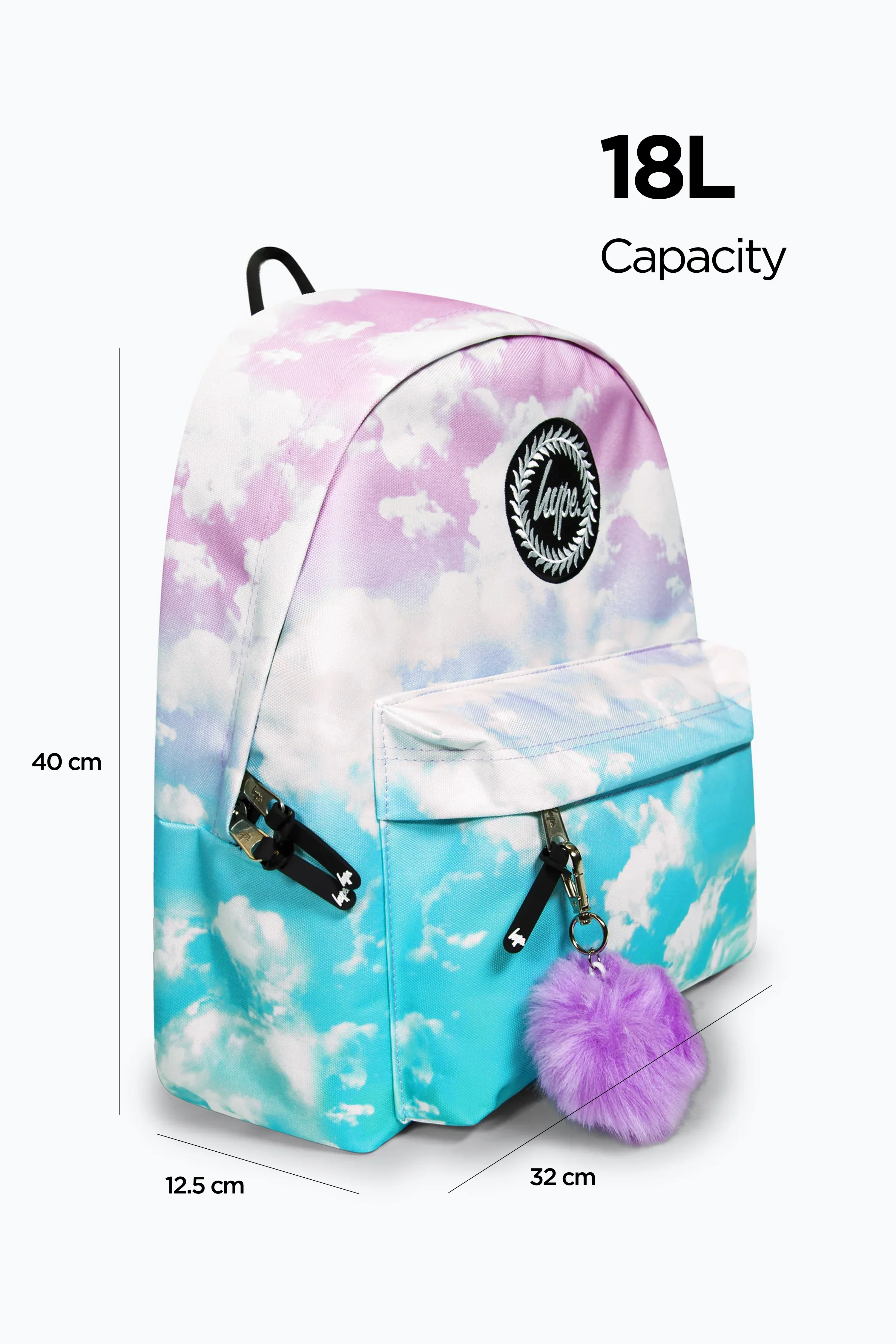 Hype Iconic Pink/Blue Cloud Fade Girls School Backpack - Image 3
