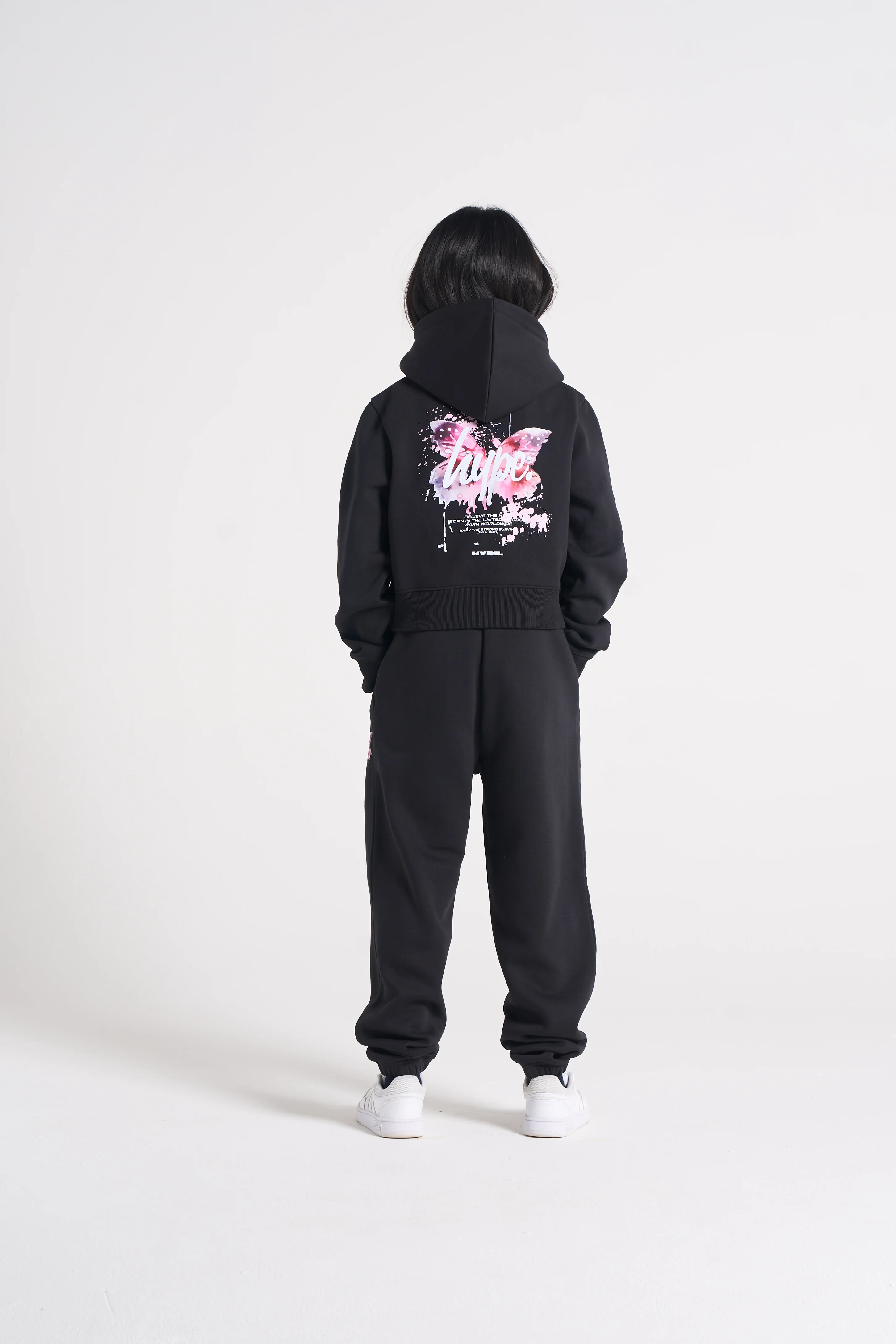 Hype Girls Black Butterfly Cropped Hoodie - Image 10