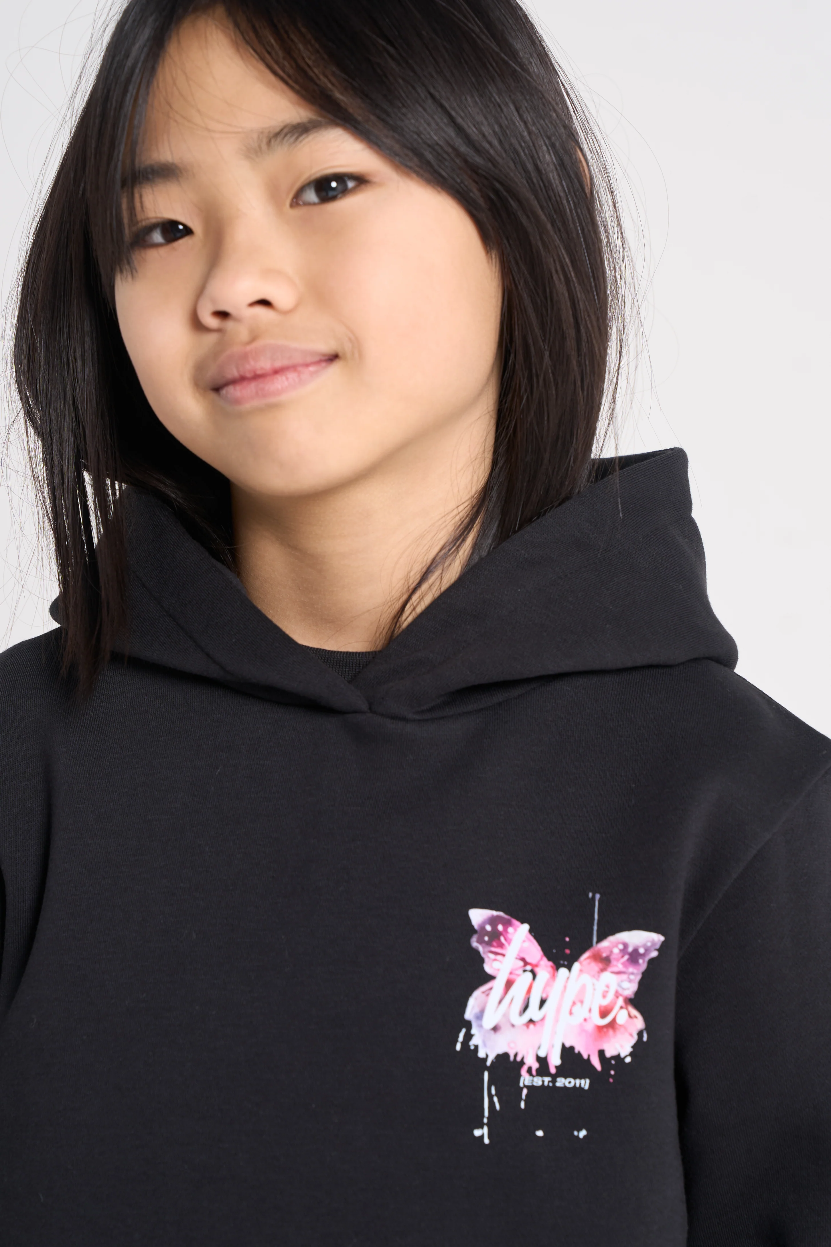 Hype Girls Black Butterfly Cropped Hoodie - Image 4
