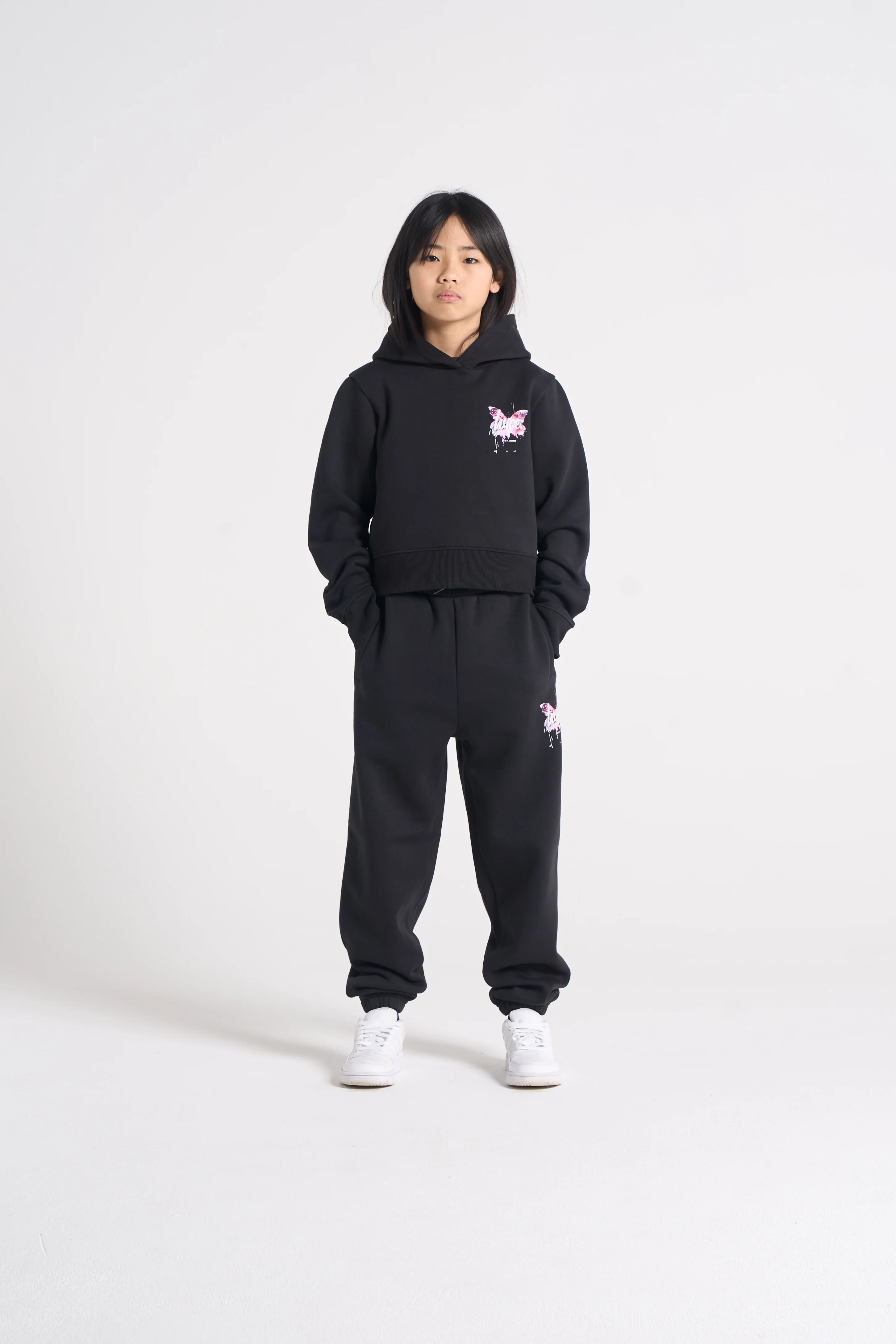 Hype Girls Black Butterfly Cropped Hoodie - Image 7