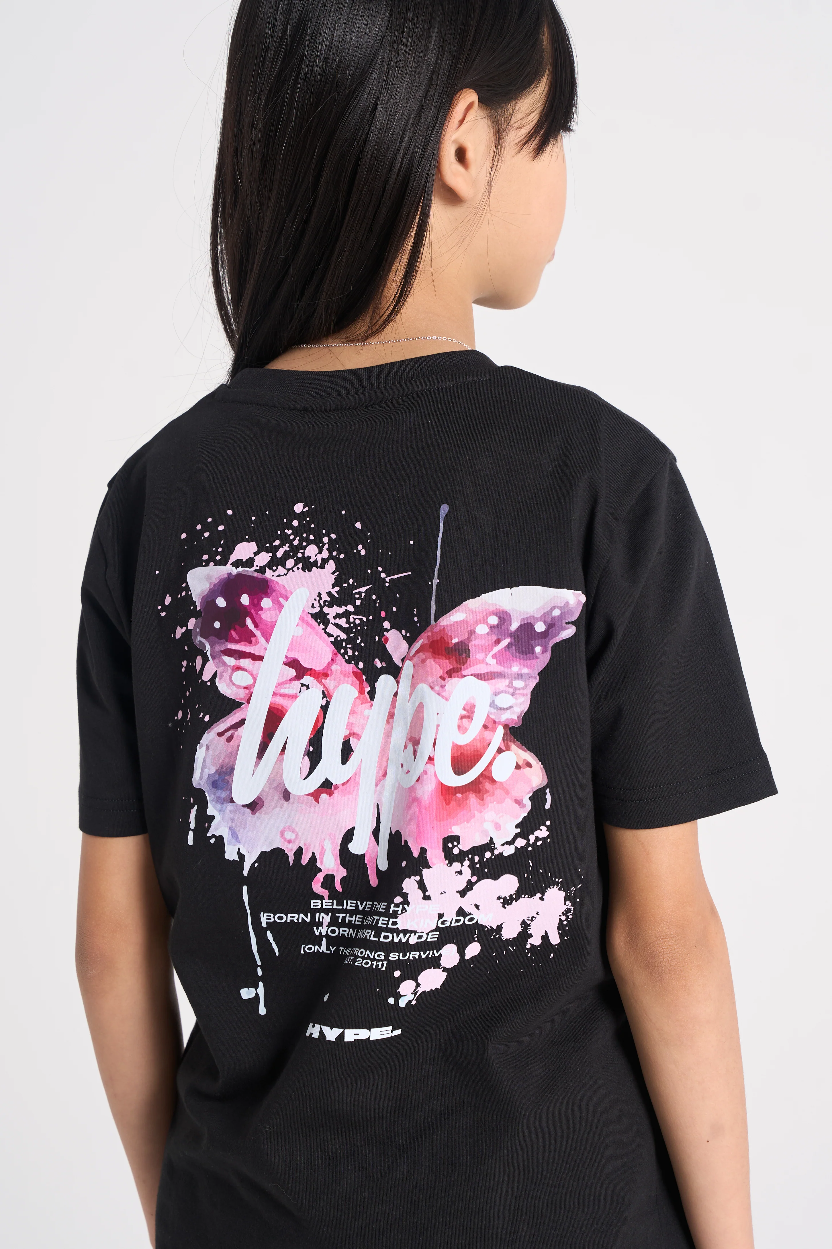 Hype Girls Black Butterfly T-Shirt - Image 2