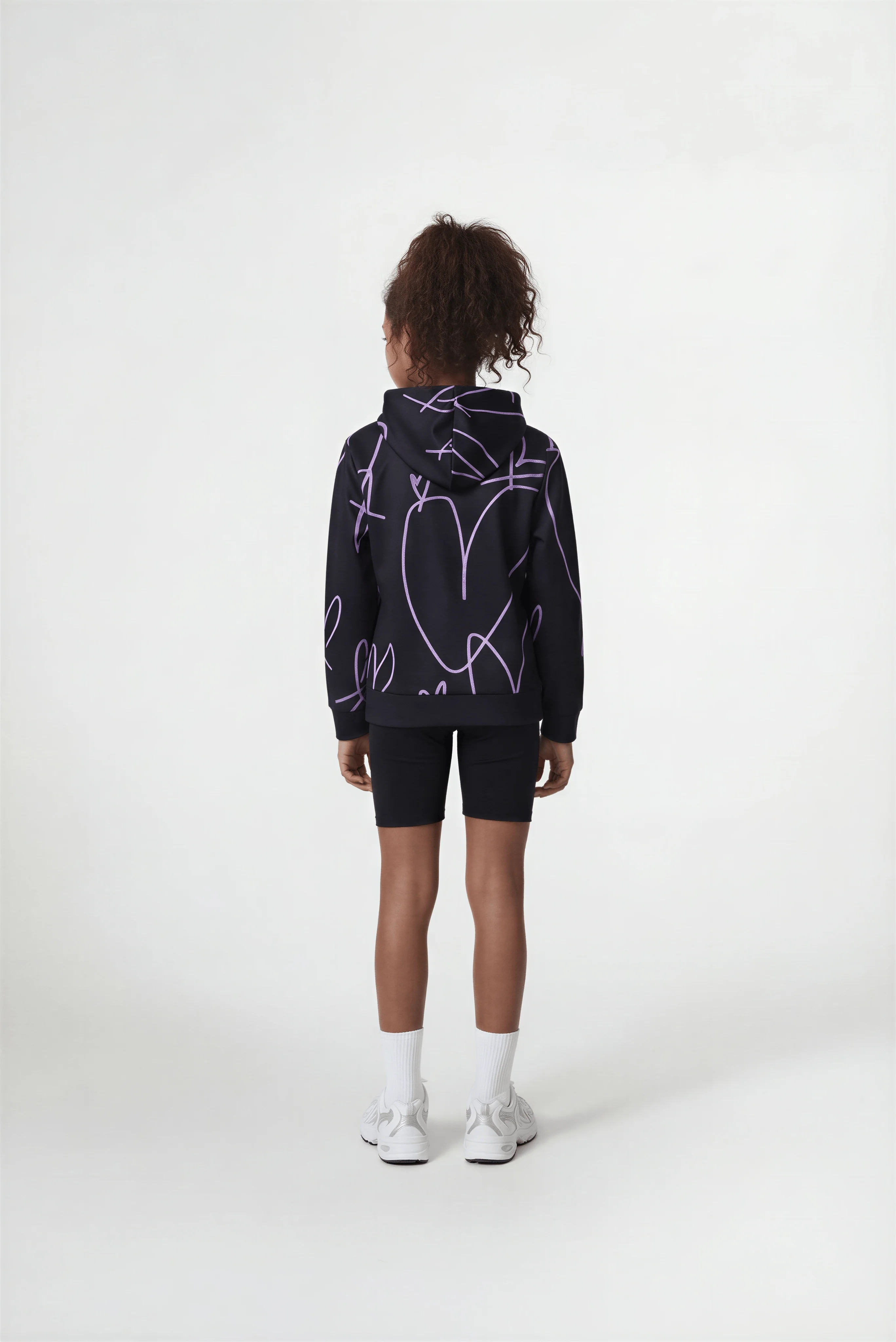 Hype Girls Black Scribble Hearts Hoodie - Image 2
