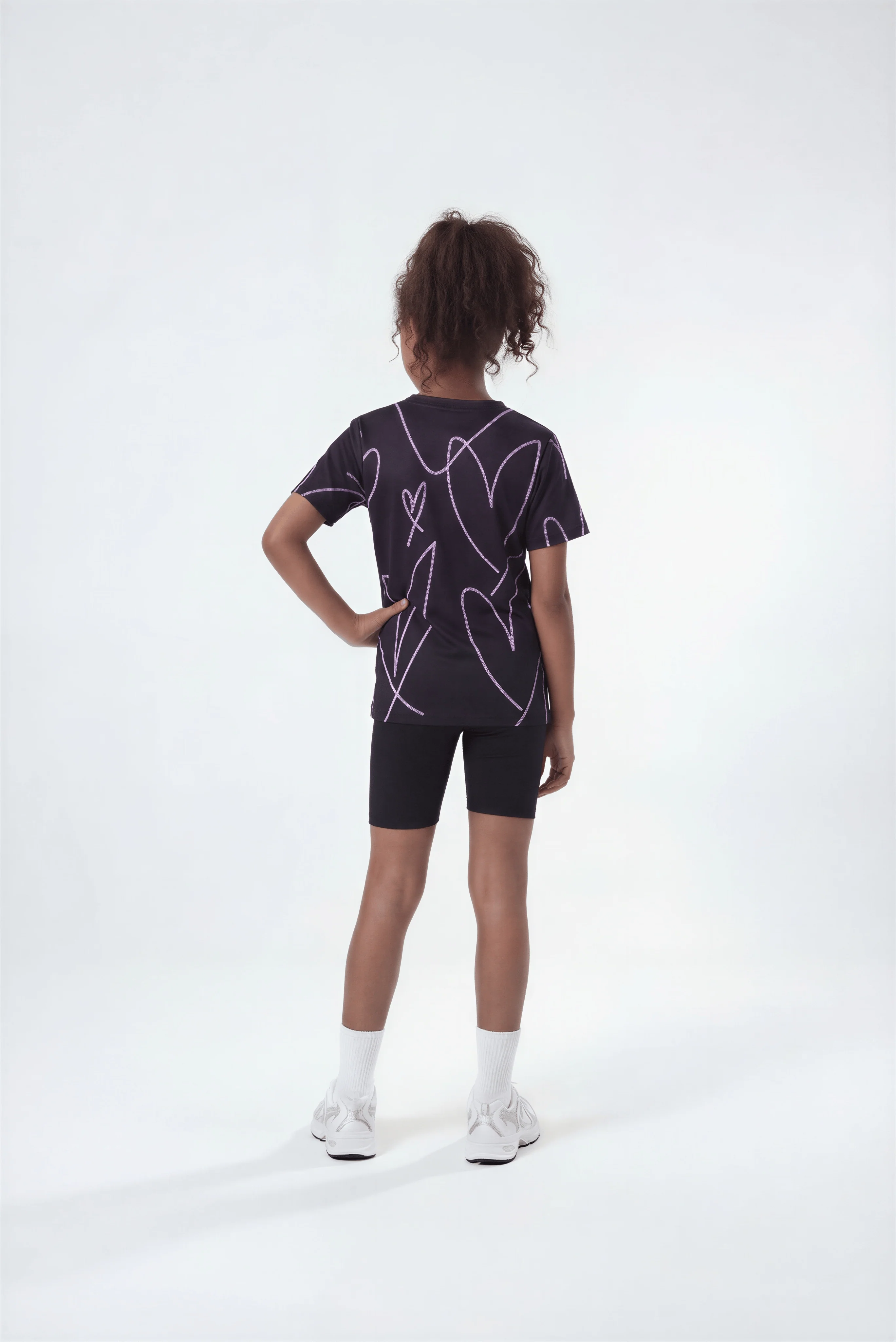 Hype Girls Black Scribble Hearts T-Shirt - Image 2