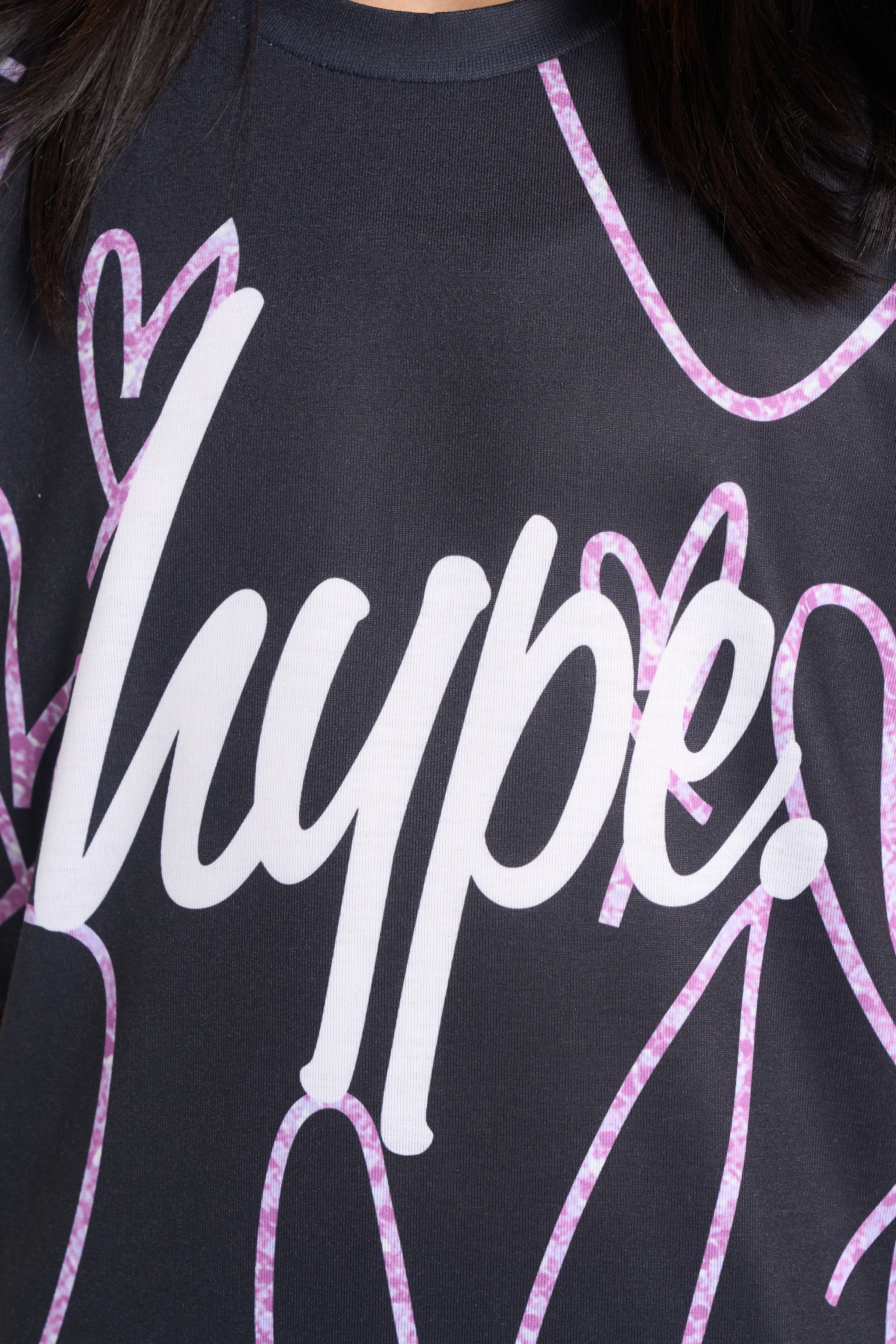 Hype Girls Black Scribble Hearts T-Shirt - Image 4