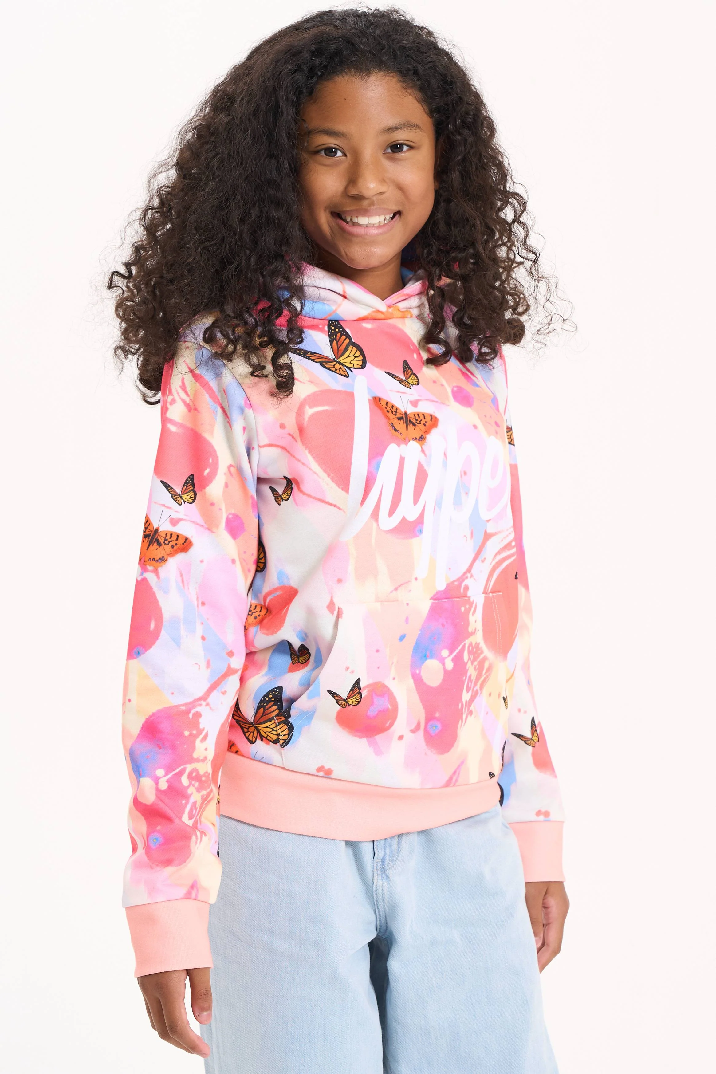 Hype Girls Pink Marble Wave Butterfly Hoodie - Image 4