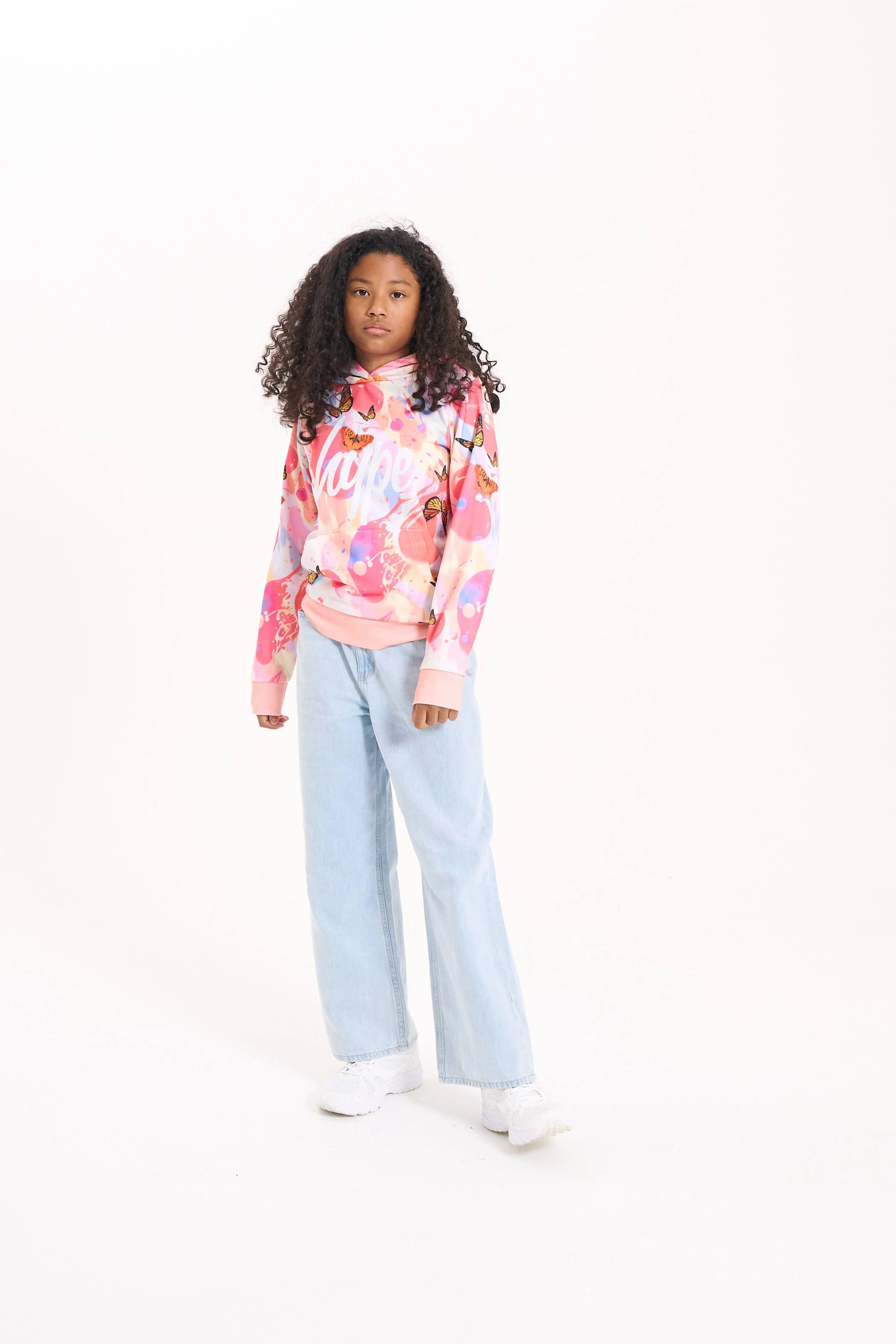 Hype Girls Pink Marble Wave Butterfly Hoodie - Image 5
