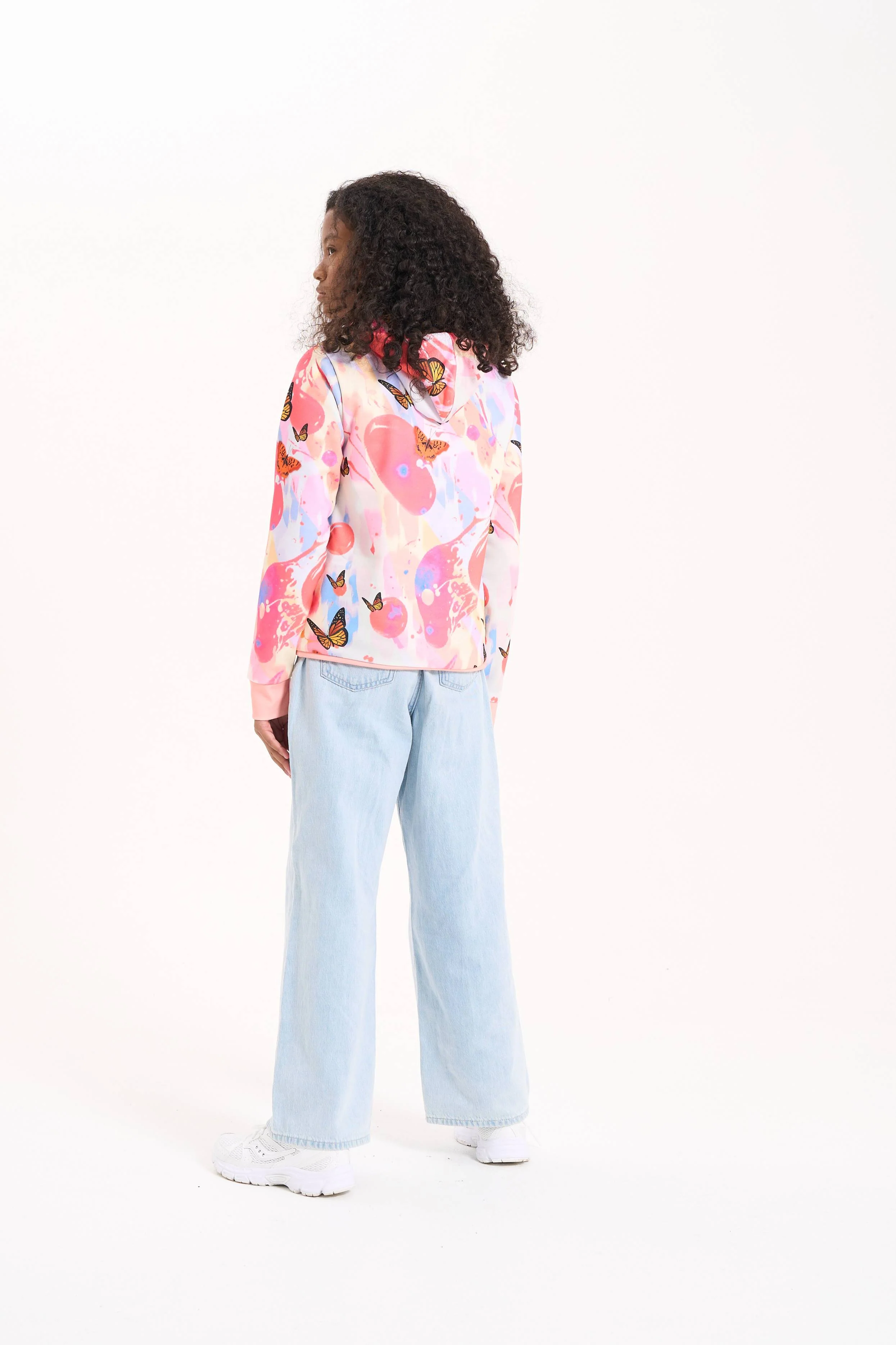 Hype Girls Pink Marble Wave Butterfly Hoodie - Image 7