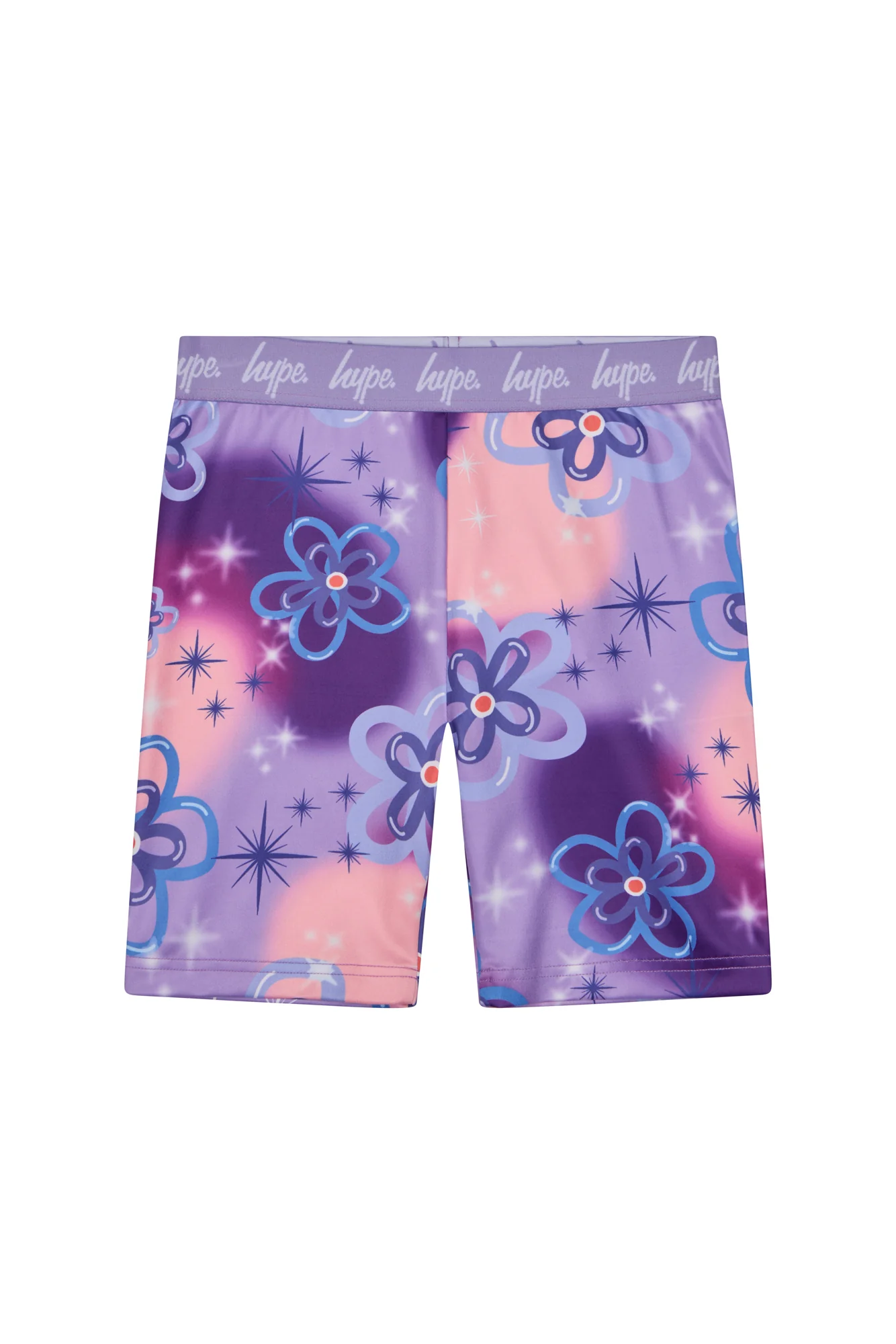 Hype Girls Purple Sparkle Flower Cycling Shorts - Image 3