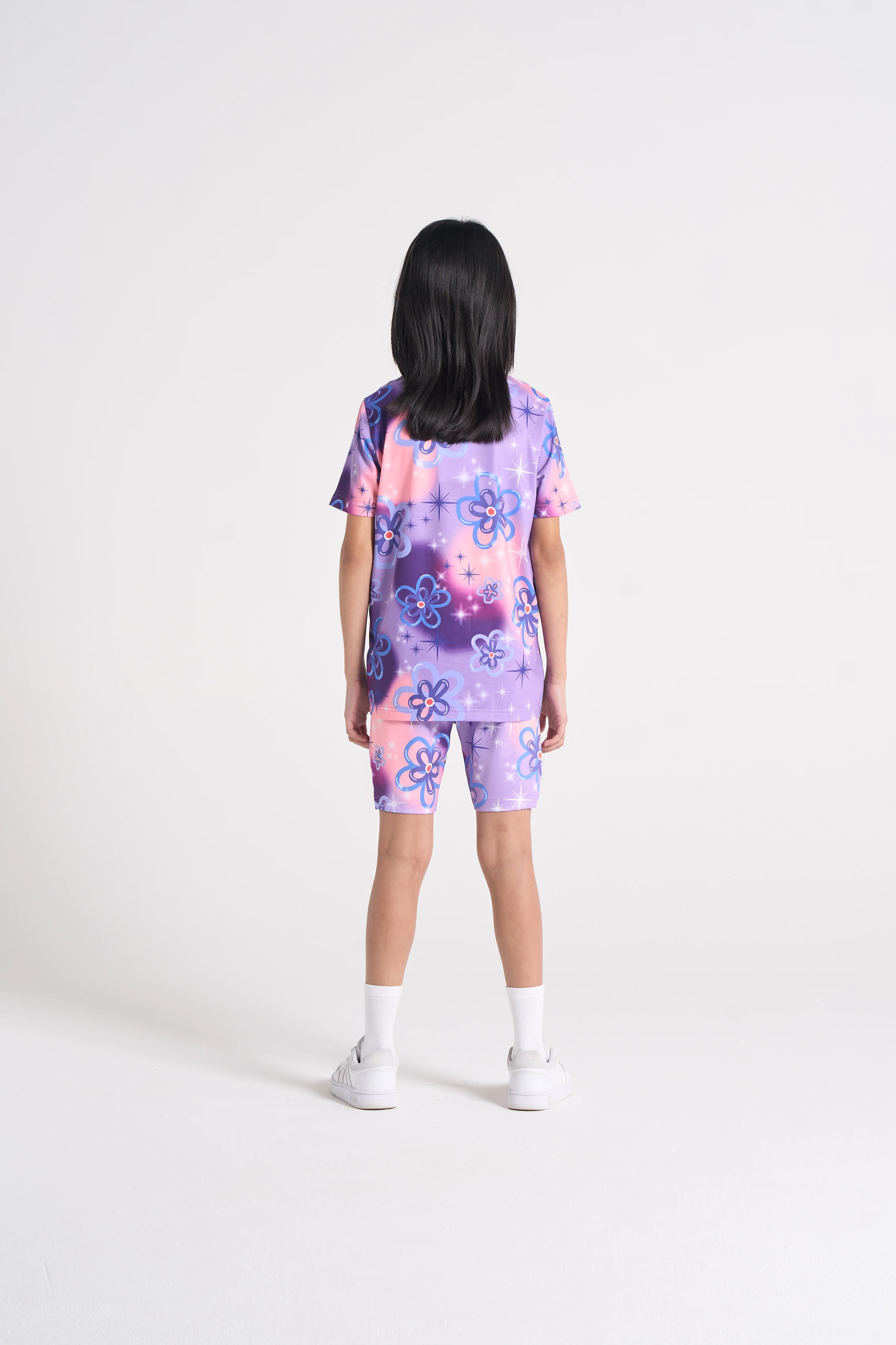 Hype Girls Purple Sparkle Flower Cycling Shorts - Image 6