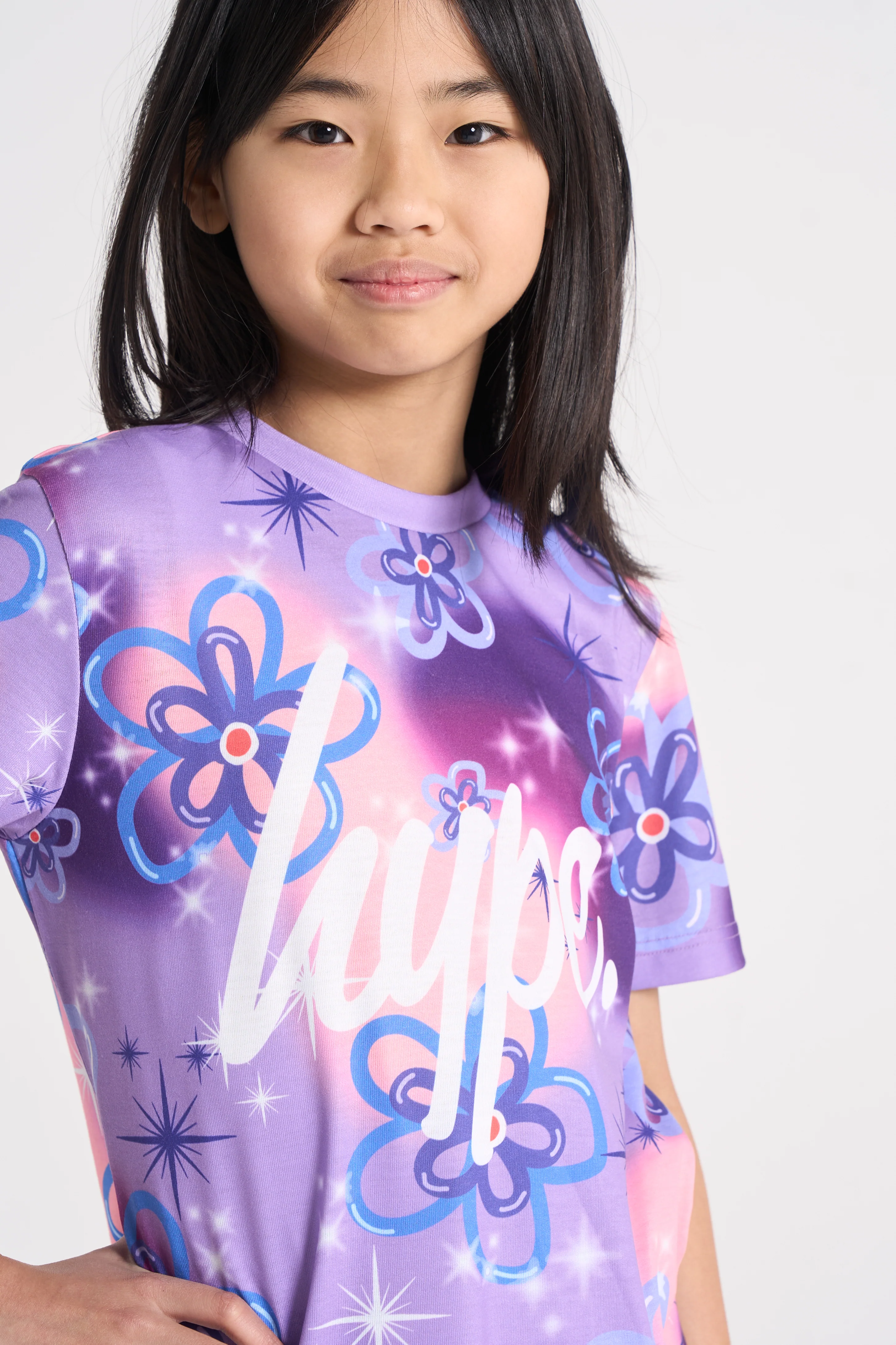 Hype Girls Purple Sparkle Flower T-Shirt - Image 4