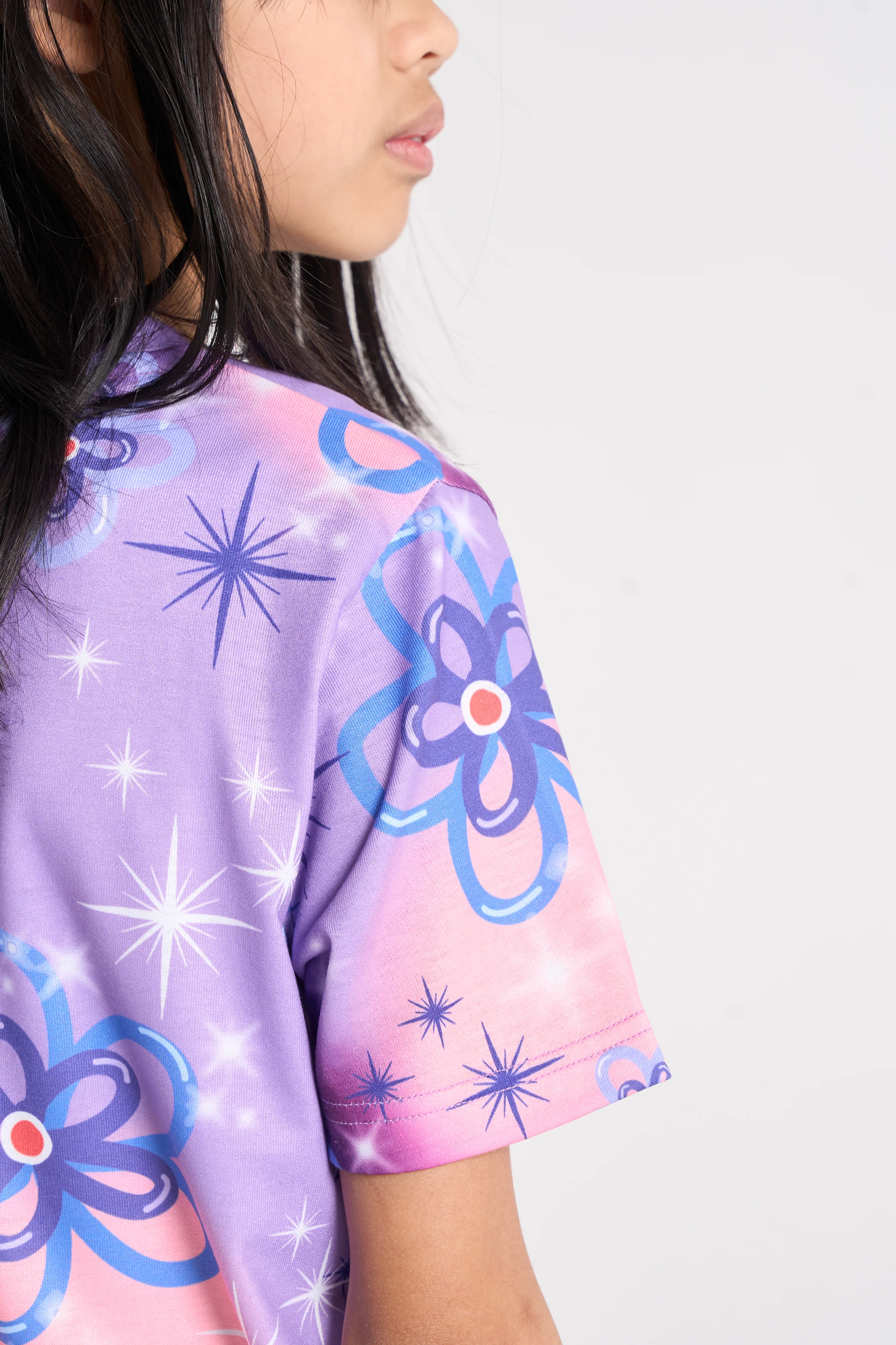 Hype Girls Purple Sparkle Flower T-Shirt - Image 5