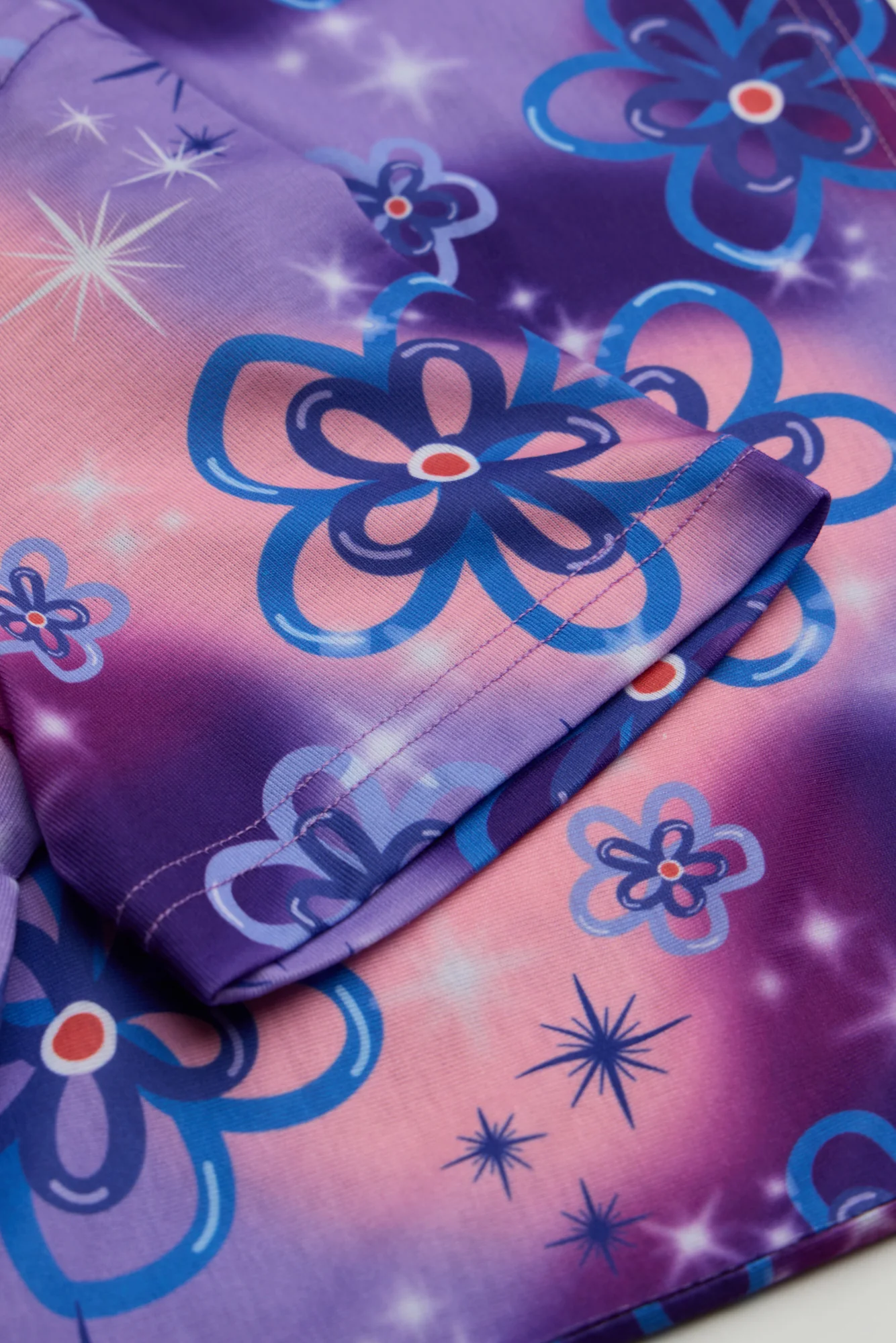 Hype Girls Purple Sparkle Flower T-Shirt & Shorts Set - Image 4