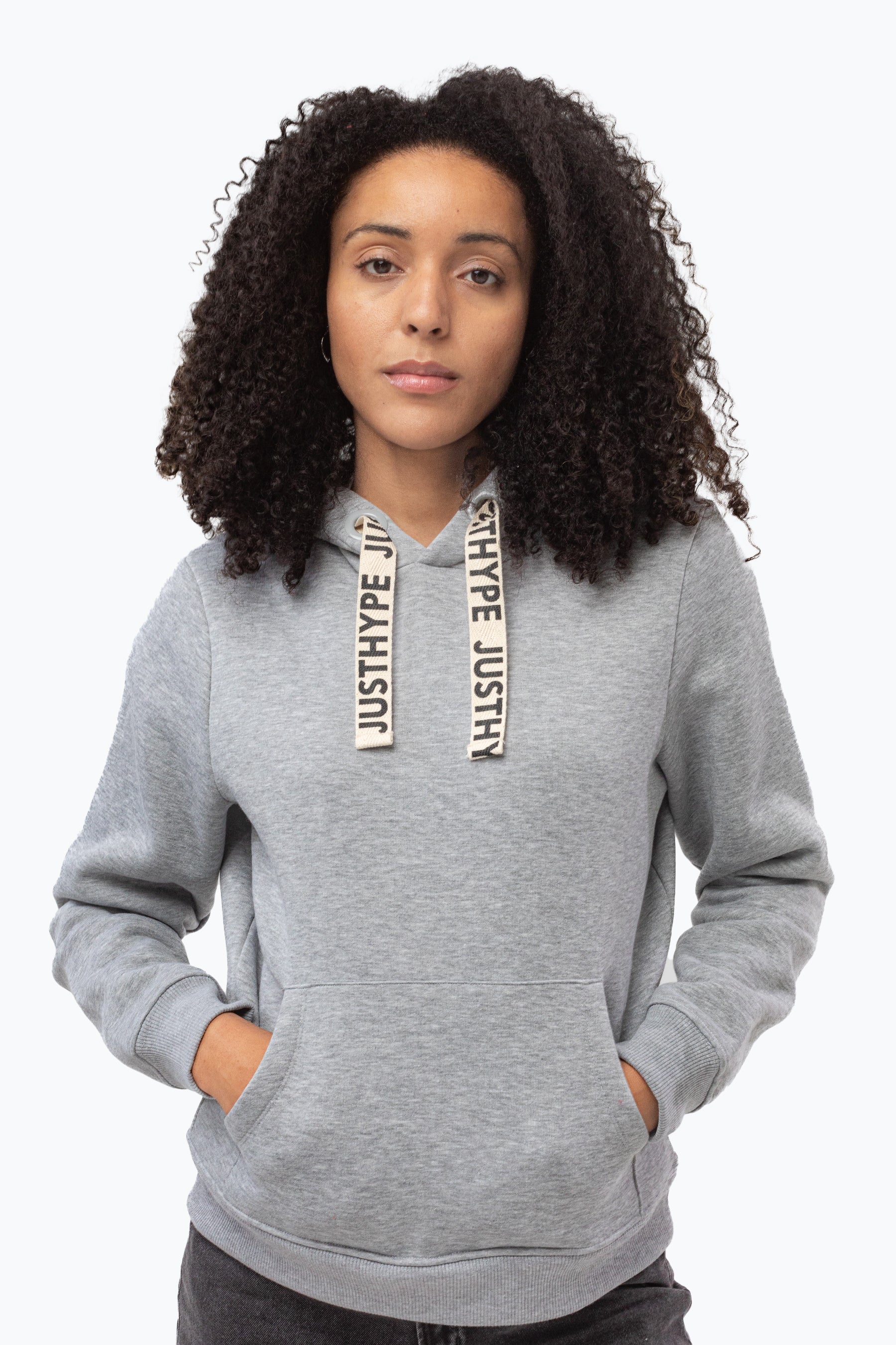 Hype Grey Drawcord Womens Pullover Hoodie