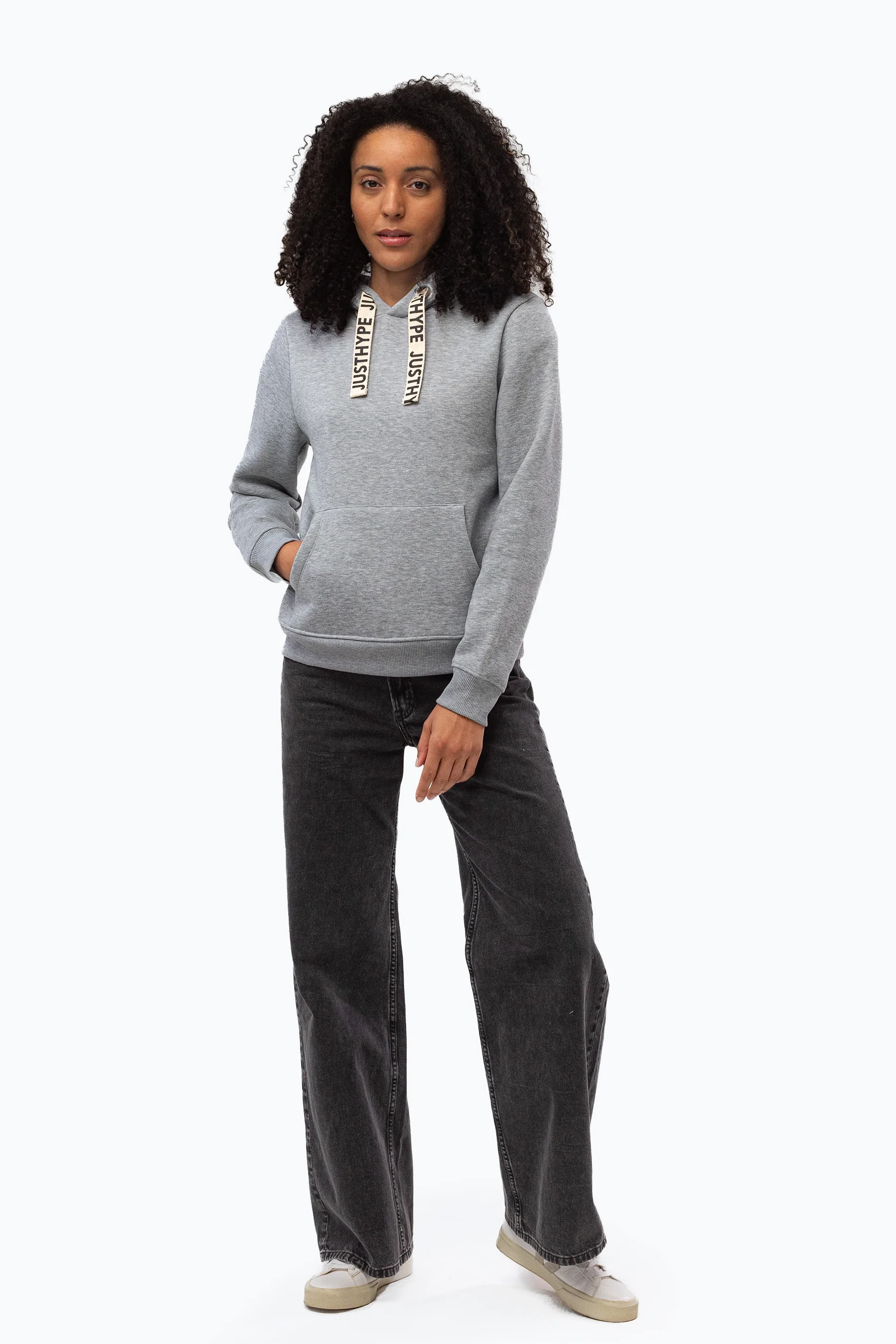Hype Grey Drawcord Womens Pullover Hoodie - Image 3
