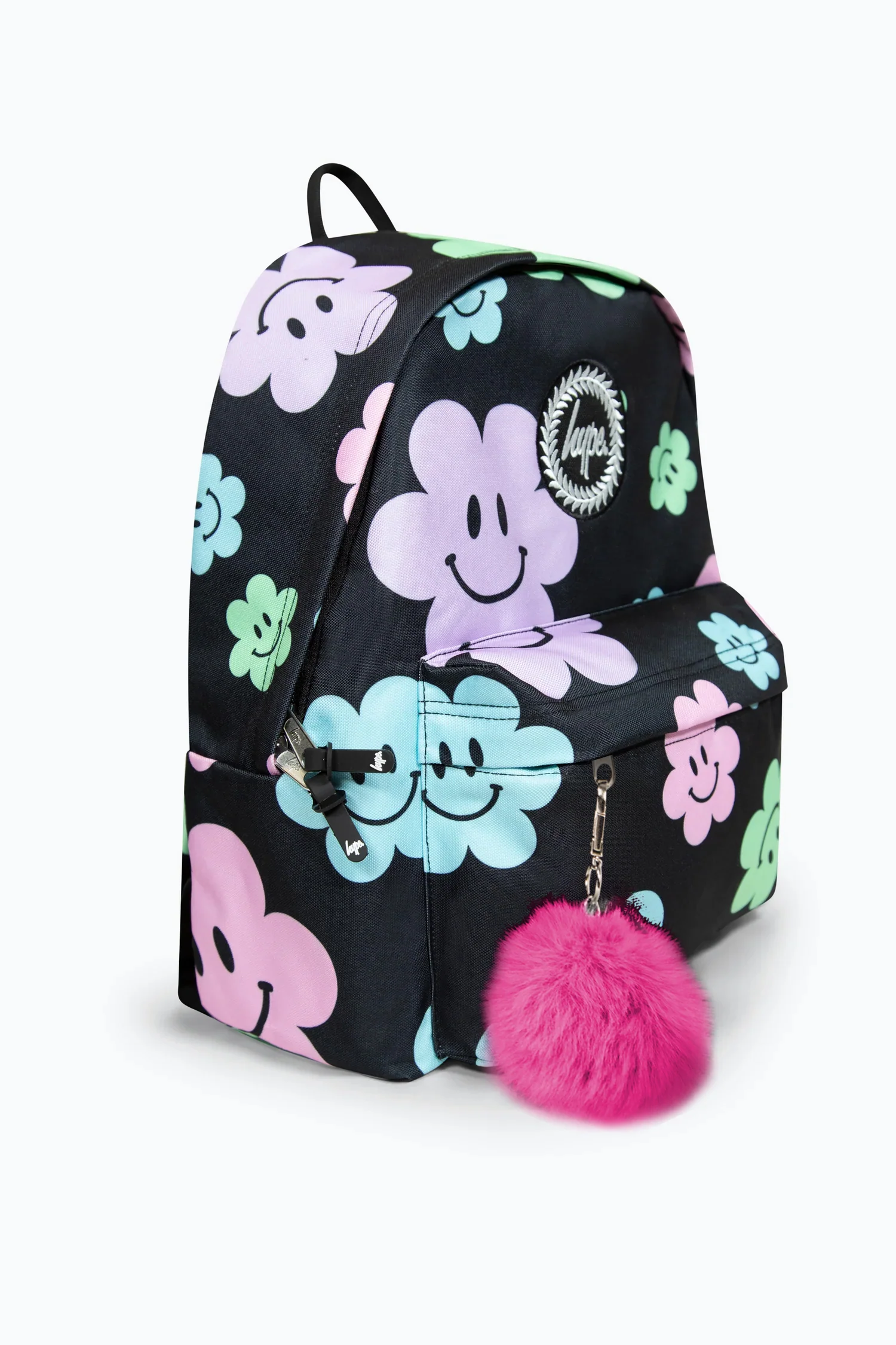 Hype Girls Iconic Black Happy Flower Backpack - Image 4