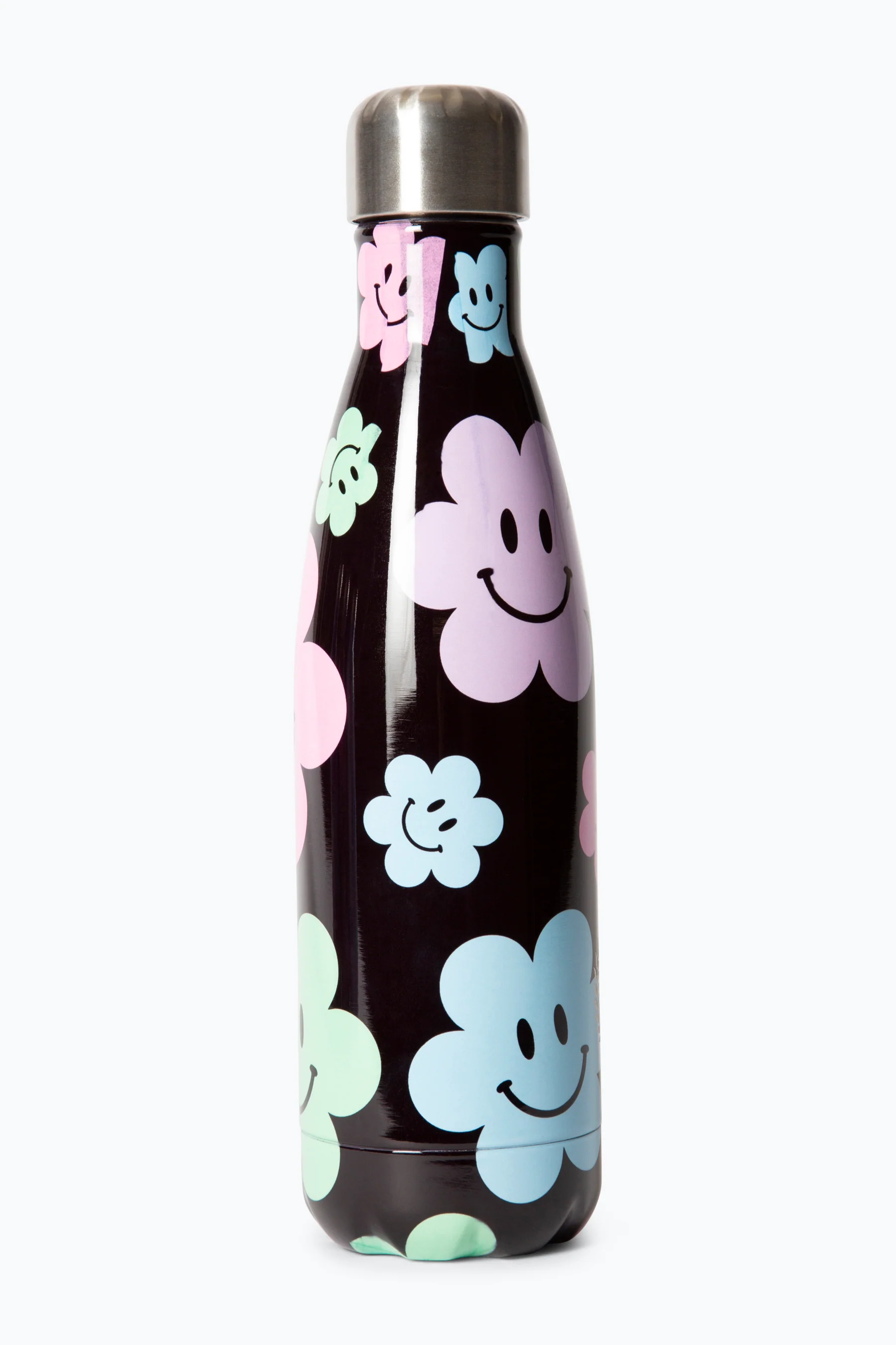 Hype Girls Black Happy Flowers Thermal Water Bottle - Image 2