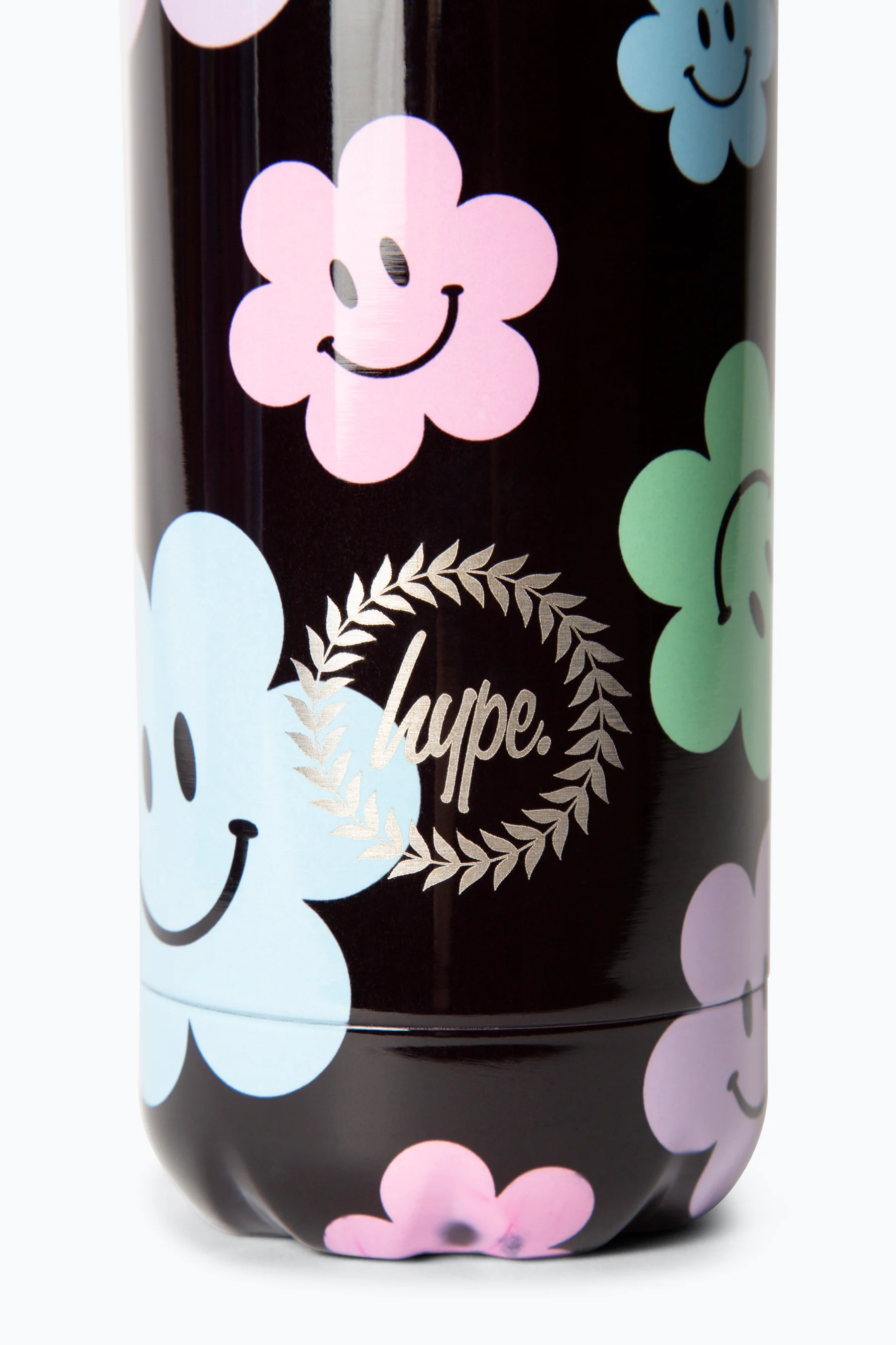 Hype Girls Black Happy Flowers Thermal Water Bottle - Image 3