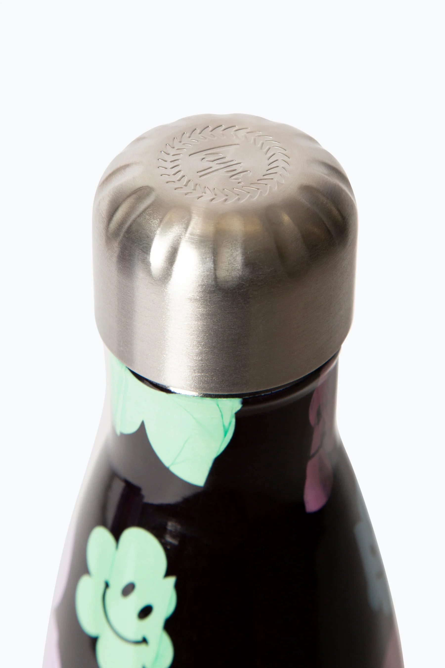 Hype Girls Black Happy Flowers Thermal Water Bottle - Image 4