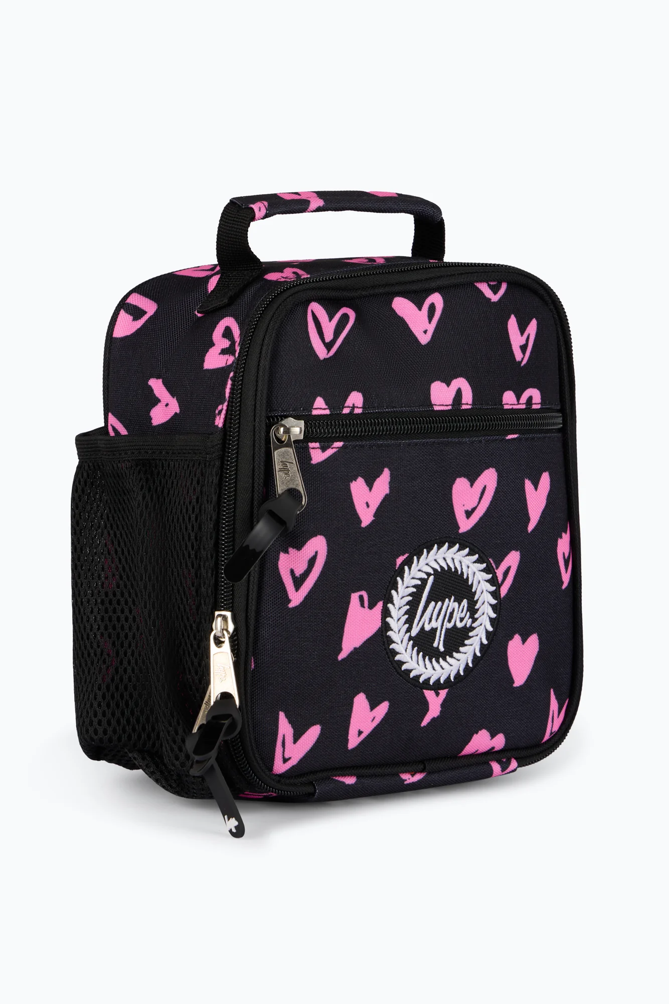 Hype Unisex Black/Pink Scribble Hearts Lunch Bag - Image 3