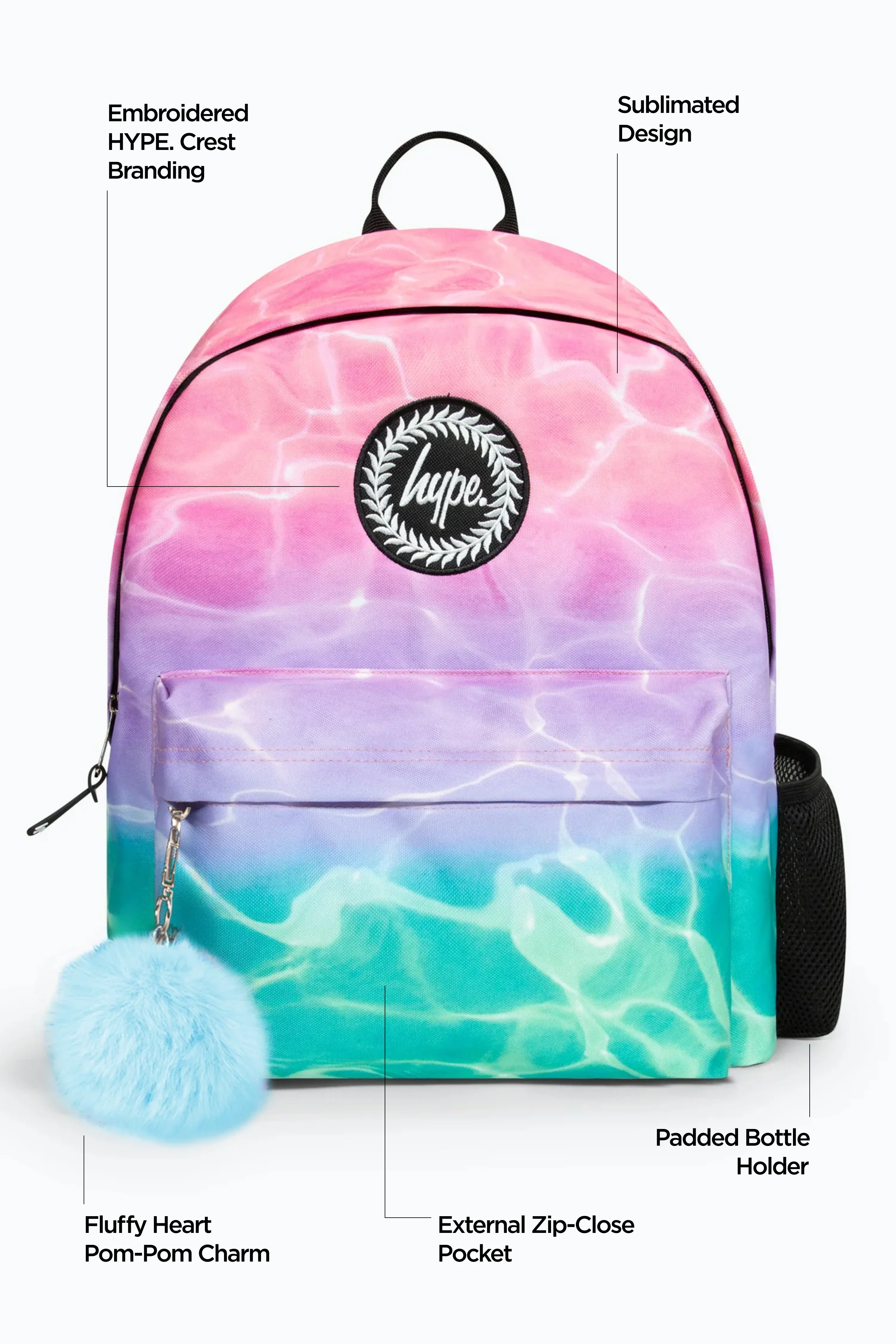 Hype Pink/Turquoise Pastel Pool Iconic Girls School Backpack - Image 2