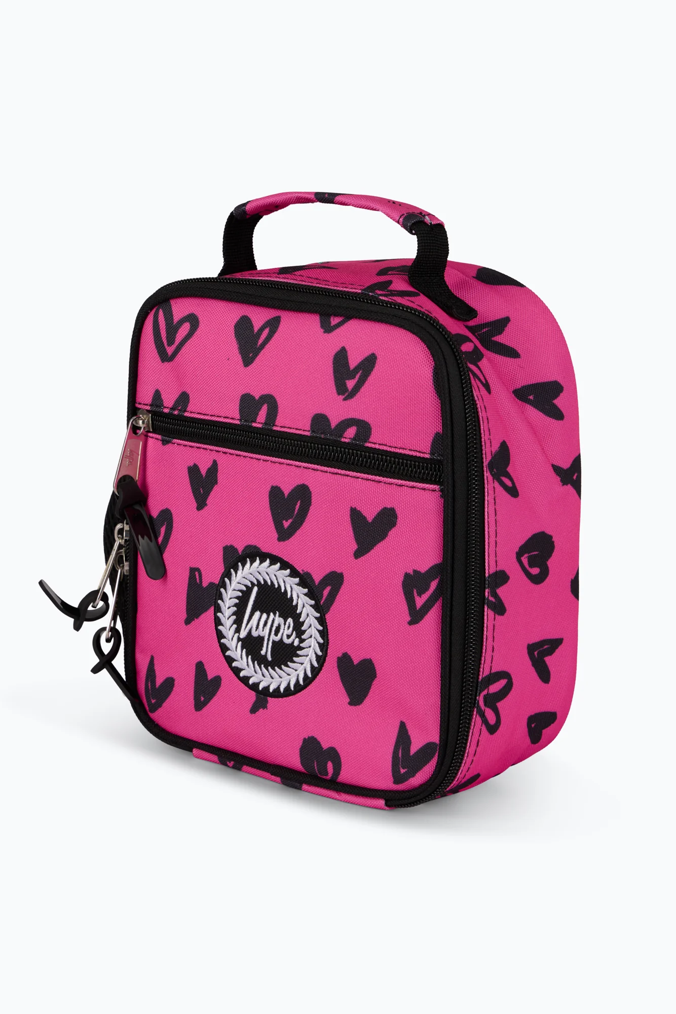 Hype Unisex Pink/Black Scribble Hearts Lunch Bag - Image 2