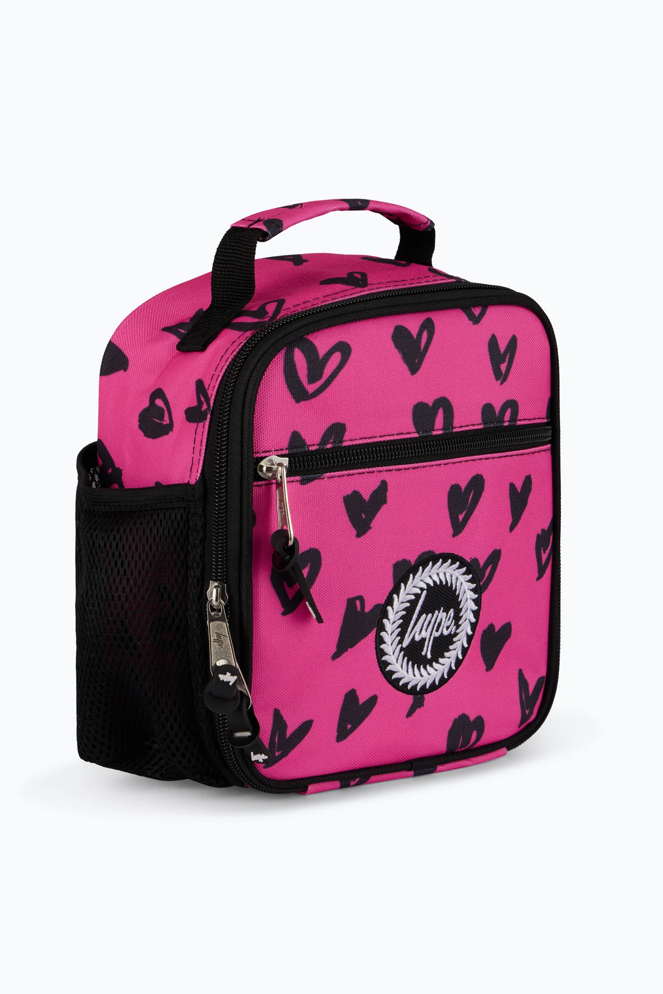 Hype Unisex Pink/Black Scribble Hearts Lunch Bag - Image 3