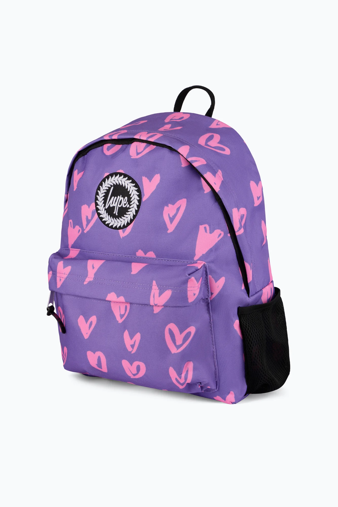 Hype Unisex Purple/Pink Glitter Scribble Hearts Backpack - Image 3