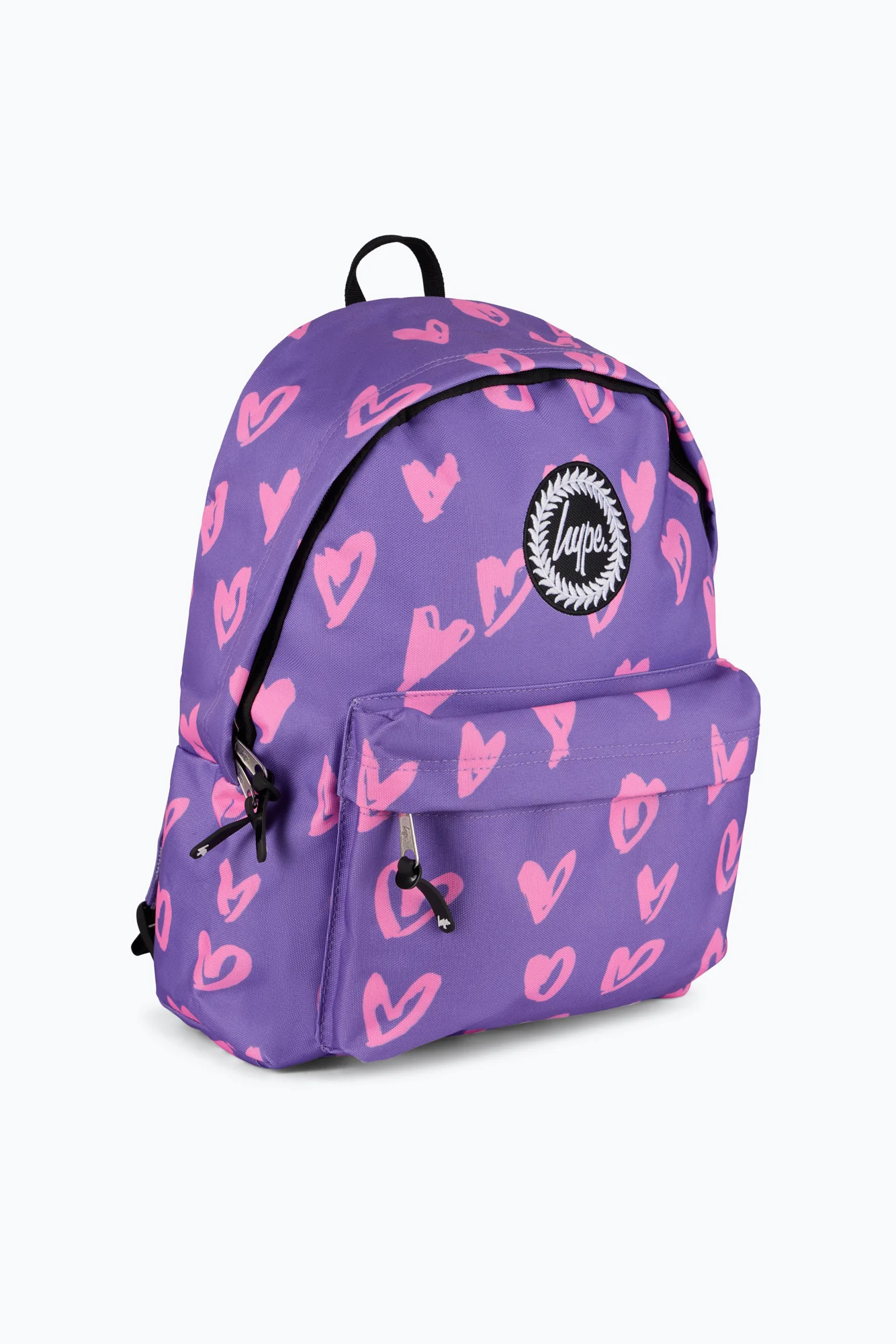 Hype Unisex Purple/Pink Glitter Scribble Hearts Backpack - Image 4