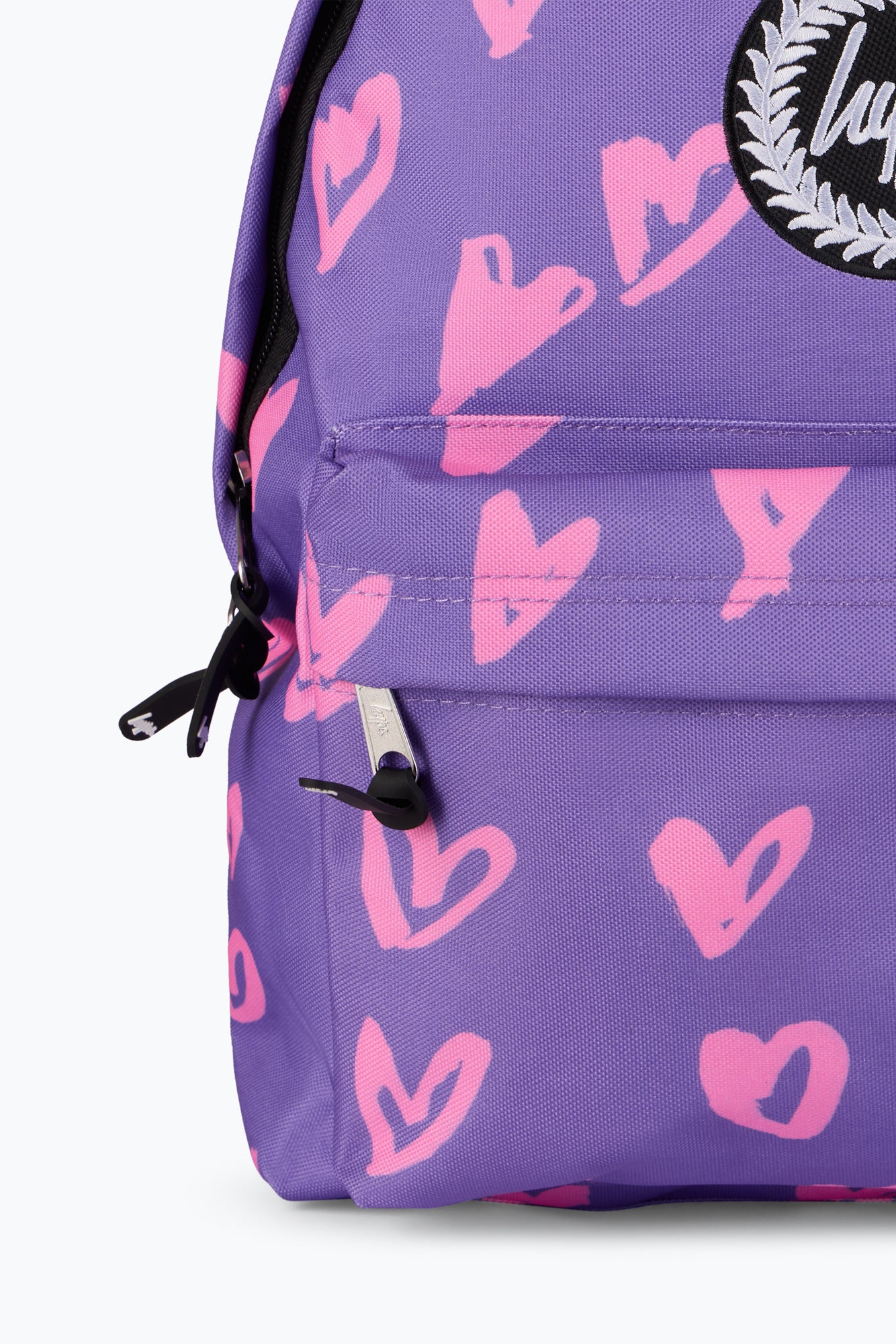 Hype Unisex Purple/Pink Glitter Scribble Hearts Backpack - Image 6