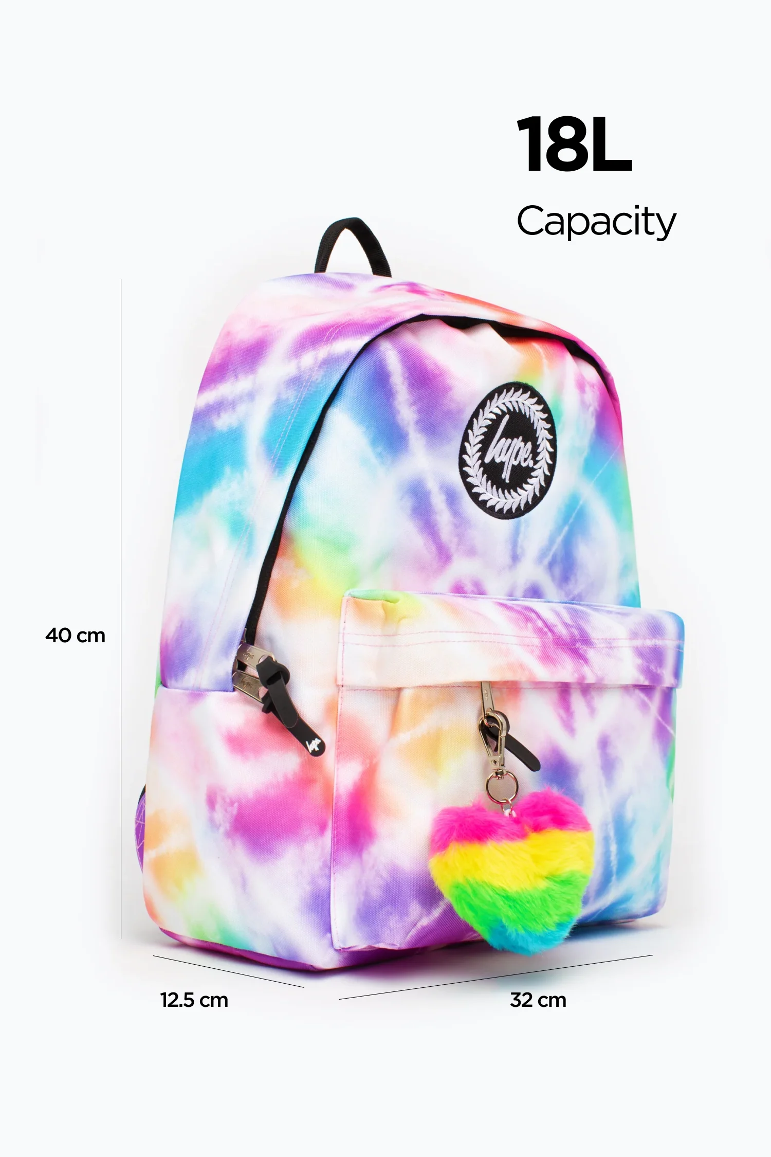 Hype Girls Rainbow Heart Tie Dye Iconic Backpack - Image 3