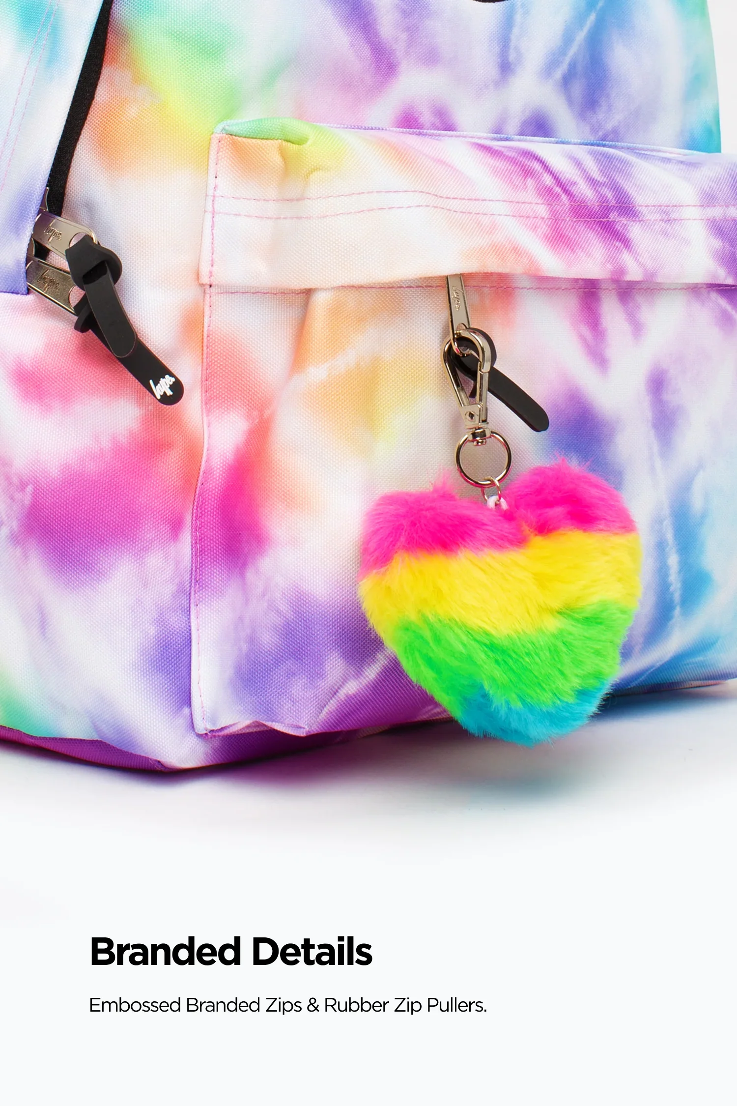 Hype Girls Rainbow Heart Tie Dye Iconic Backpack - Image 5