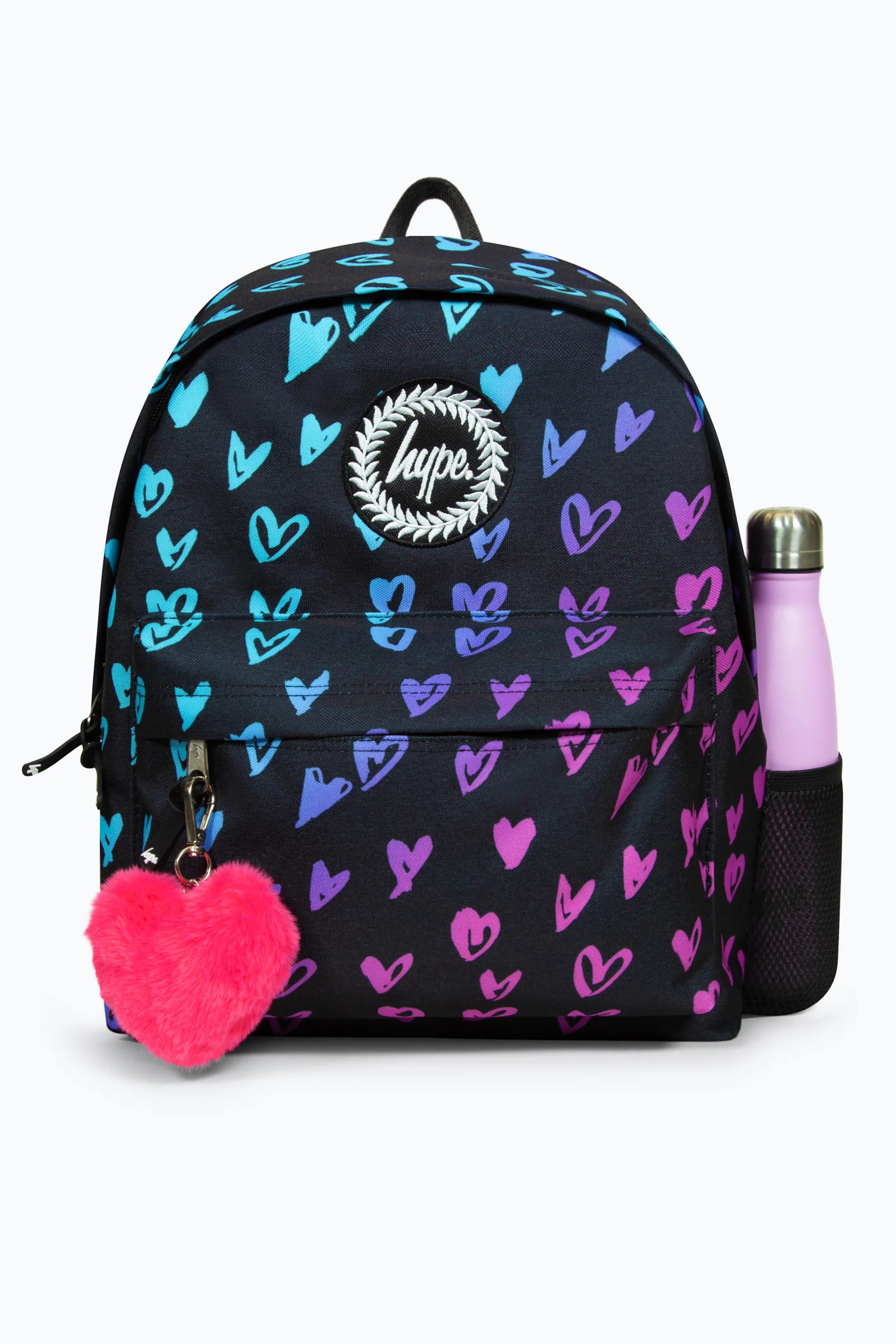Hype Black Scribble Hearts Iconic Girls School Backpack - Image 5